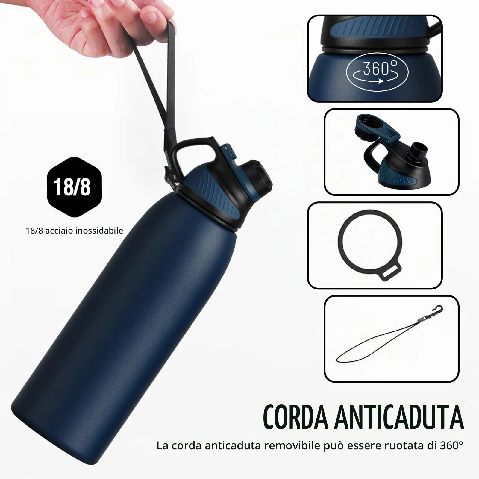 Fjbottle Borraccia Termica in Acciaio Inox con Tappo Magnetico, 1500ml - immagine 3