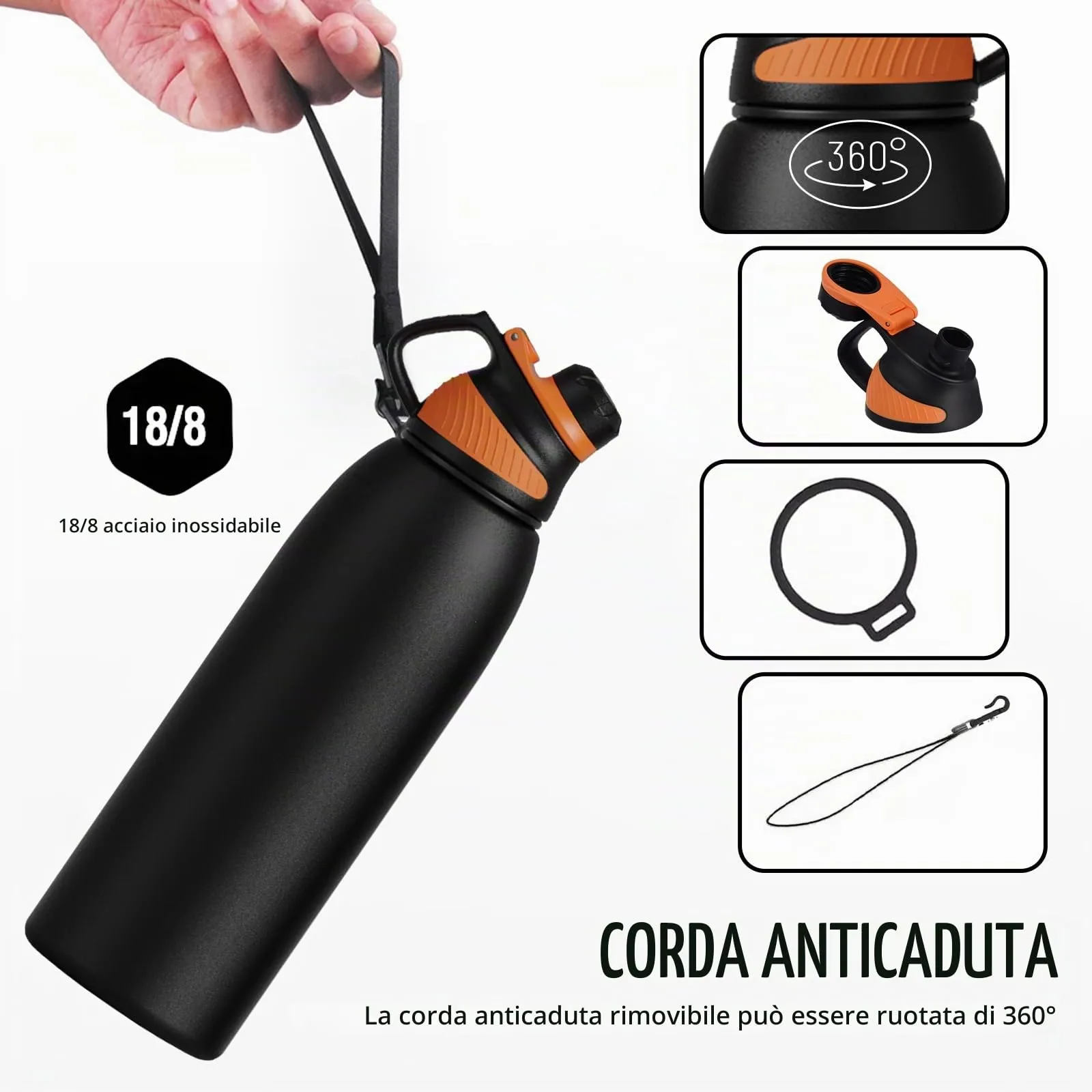 Fjbottle Borraccia Termica 1500ml Acciaio Inox con Tappo Magnetico Outdoor - immagine 3
