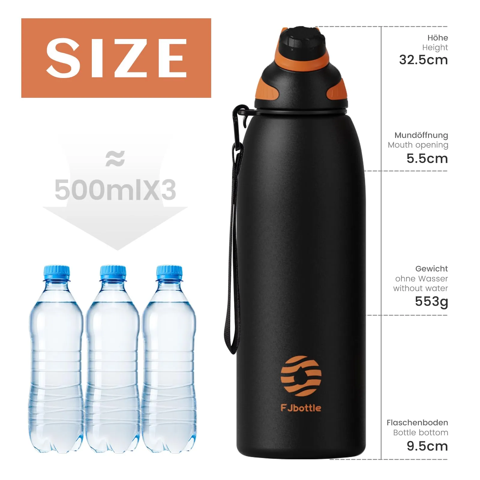 Fjbottle Borraccia Termica 1500ml Acciaio Inox con Tappo Magnetico Outdoor - immagine 4