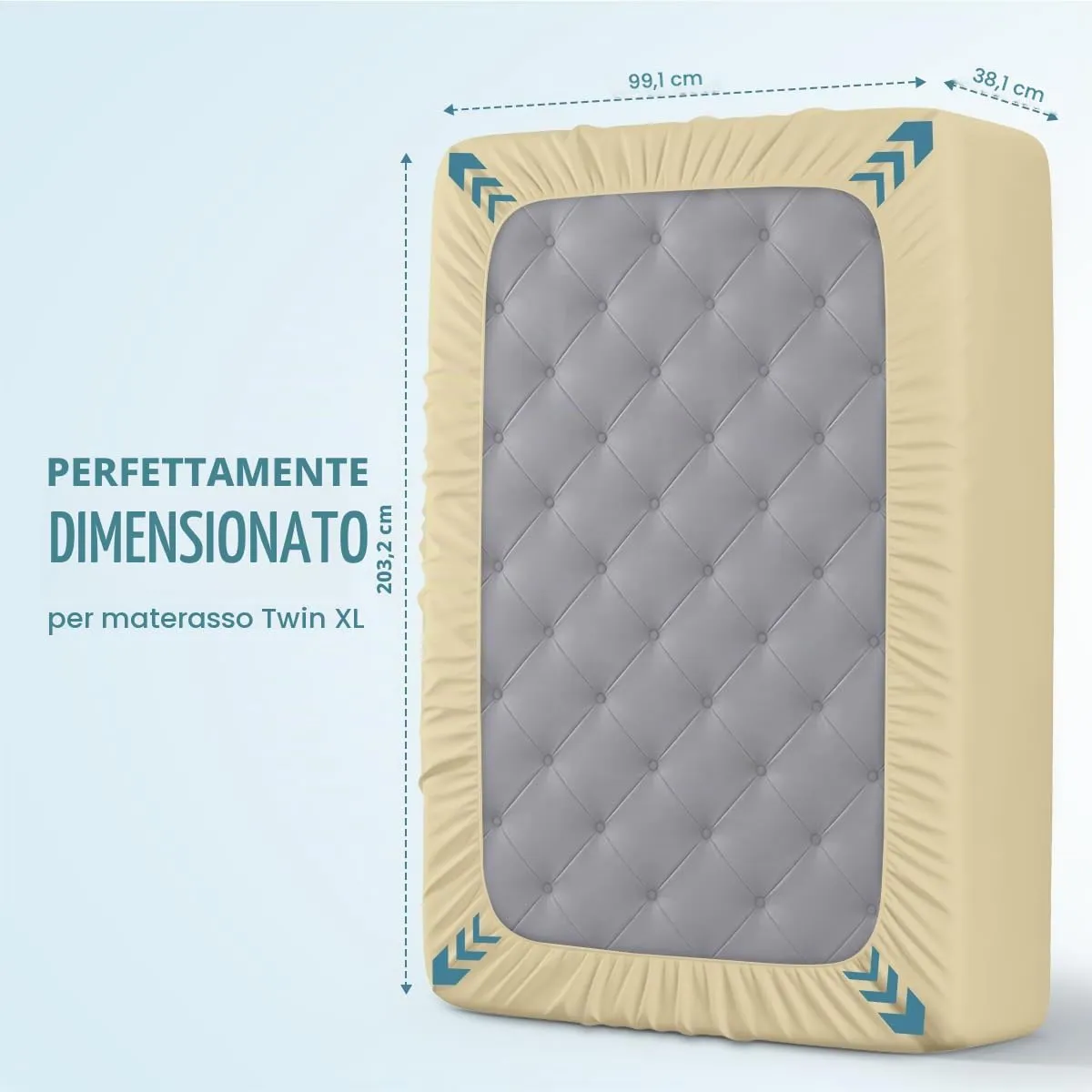 Utopia Bedding Coprimaterasso Impermeabile Matrimoniale XL in Spugna, 200 g/m², Beige - immagine 4