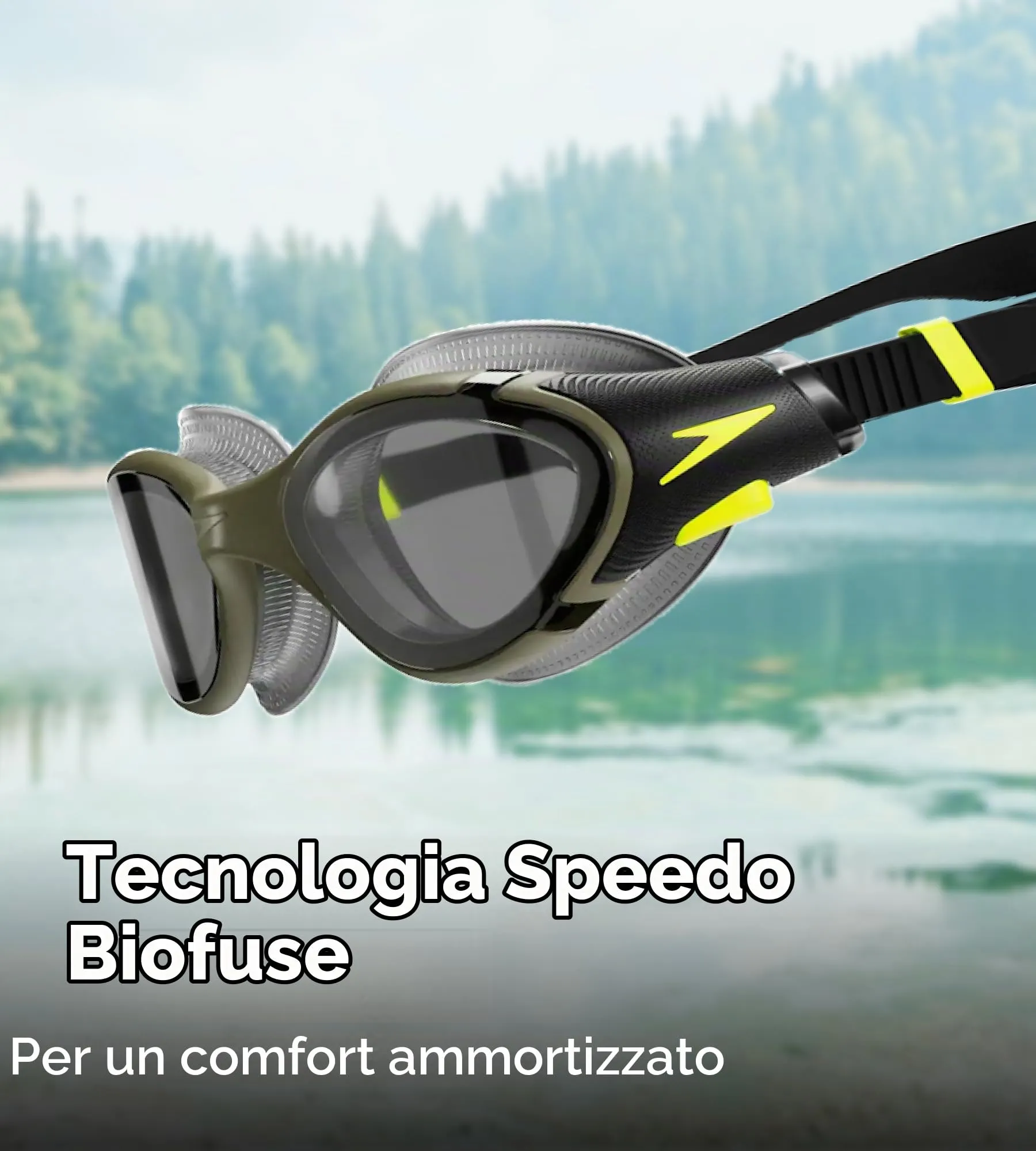 Speedo Unisex Biofuse 2.0 Swimming Goggles, Olive Night/Black/Smoke, One Size - immagine 3