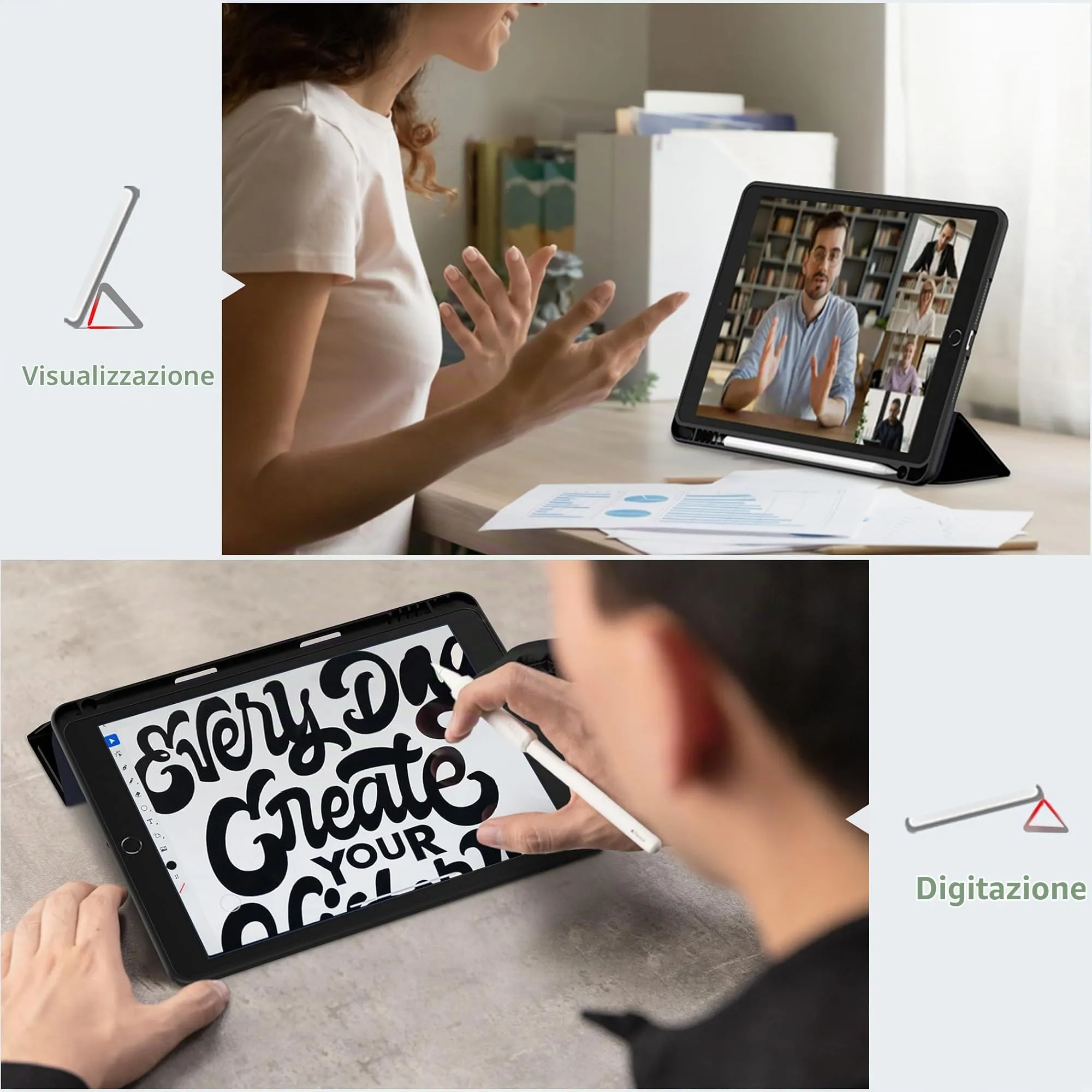 CACOE Cover per iPad 9a / 8a / 7a Generazione (10,2 pollici) con Portapenne - immagine 6