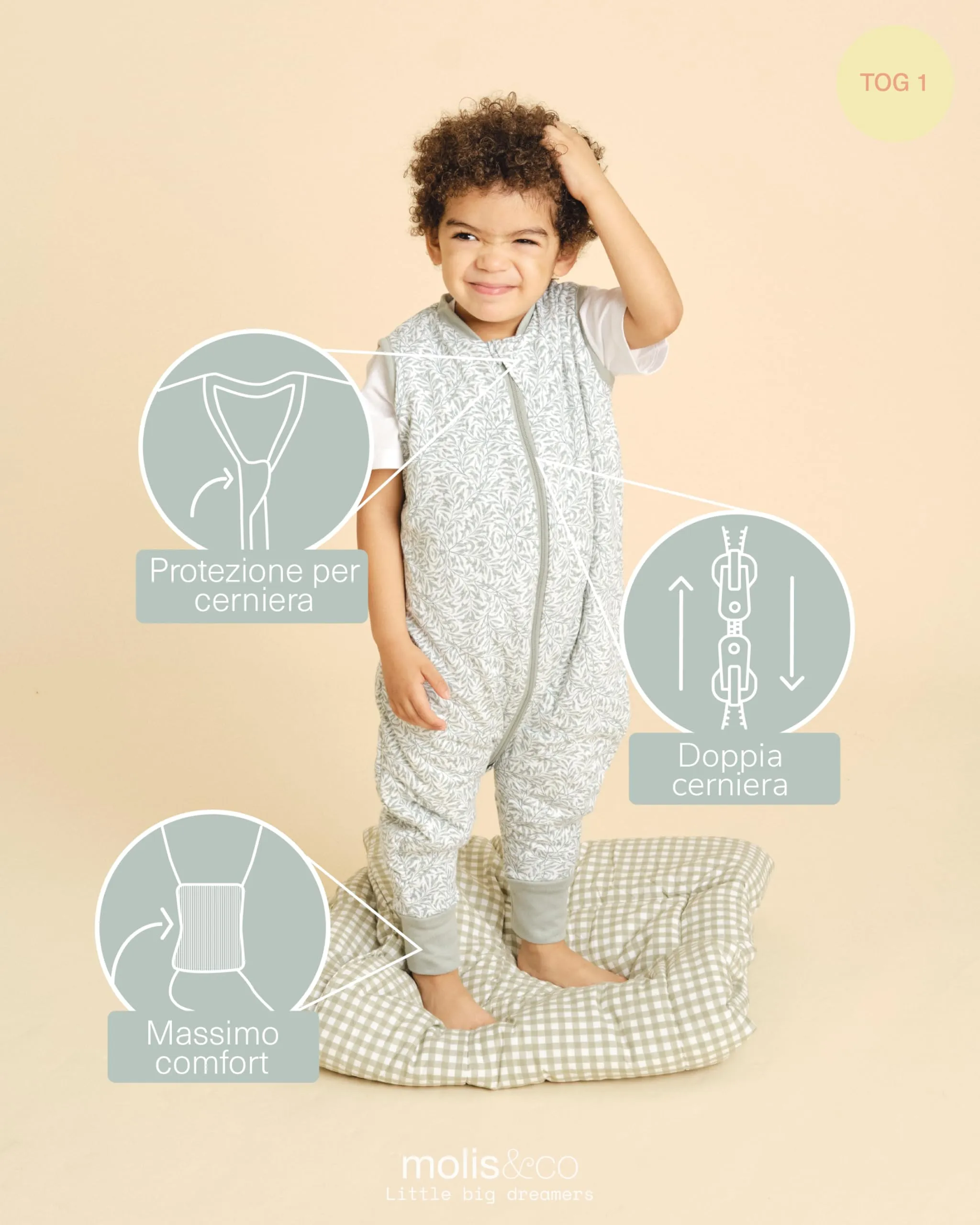 molis&co. Sacco Nanna con piedini Ines II, 1 tog, 100% Cotone Oeko-TEX 100, 2 anni - immagine 3