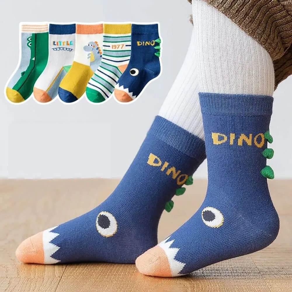 FedMois Calzini in Cotone Invernali per Bambini e Ragazzi, Astronauta e Dinosauro, 10 Paia, Taglia 23-26 - immagine 3