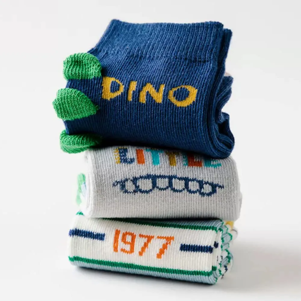 FedMois Calzini in Cotone Invernali per Bambini e Ragazzi, Astronauta e Dinosauro, 10 Paia, Taglia 23-26 - immagine 4