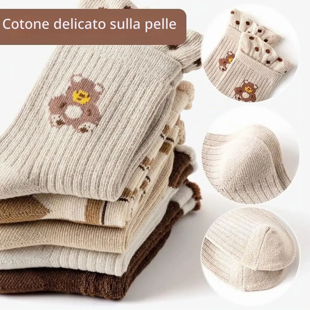 FedMois Calzini in Cotone Invernali per Bambini e Ragazzi, Orso e Piccione, Taglia 27-30, 10 Paia - immagine 5