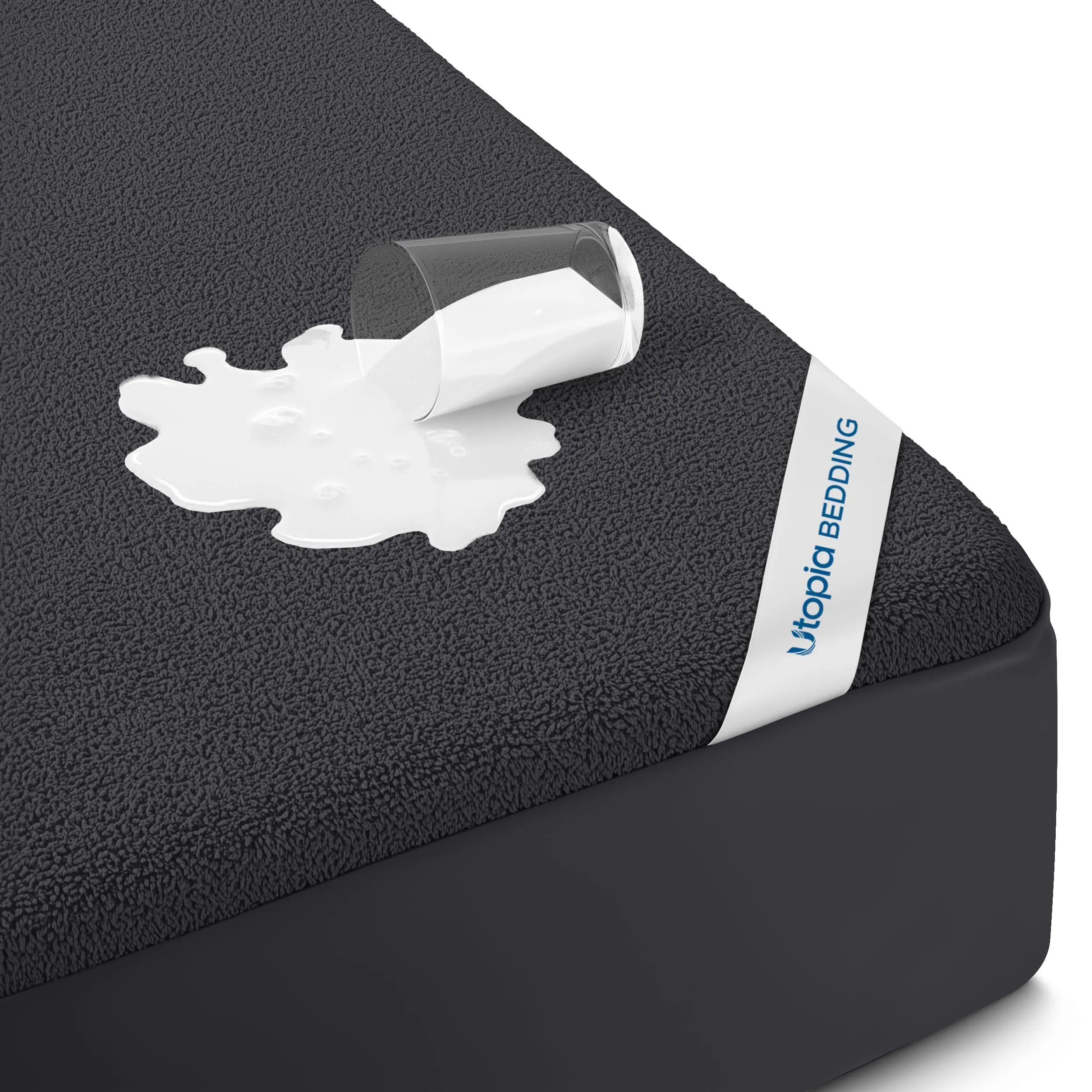 Utopia Bedding Coprimaterasso Impermeabile, Full Size, Spugna 200 g/m², Nero - immagine 1