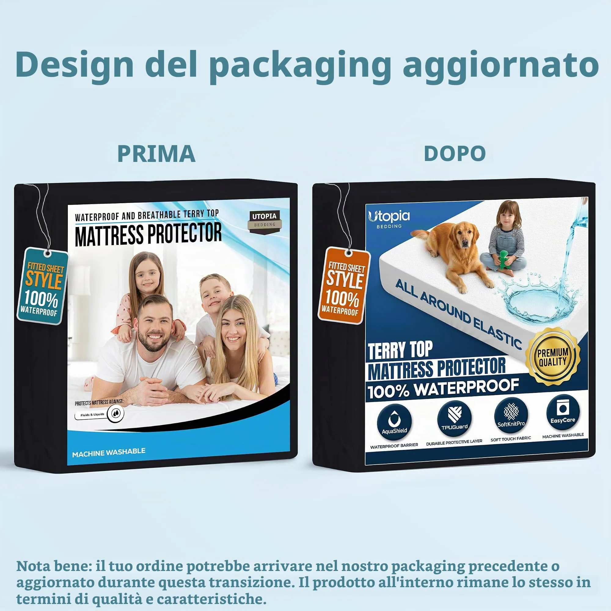 Utopia Bedding Coprimaterasso Impermeabile, Full Size, Spugna 200 g/m², Nero - immagine 5