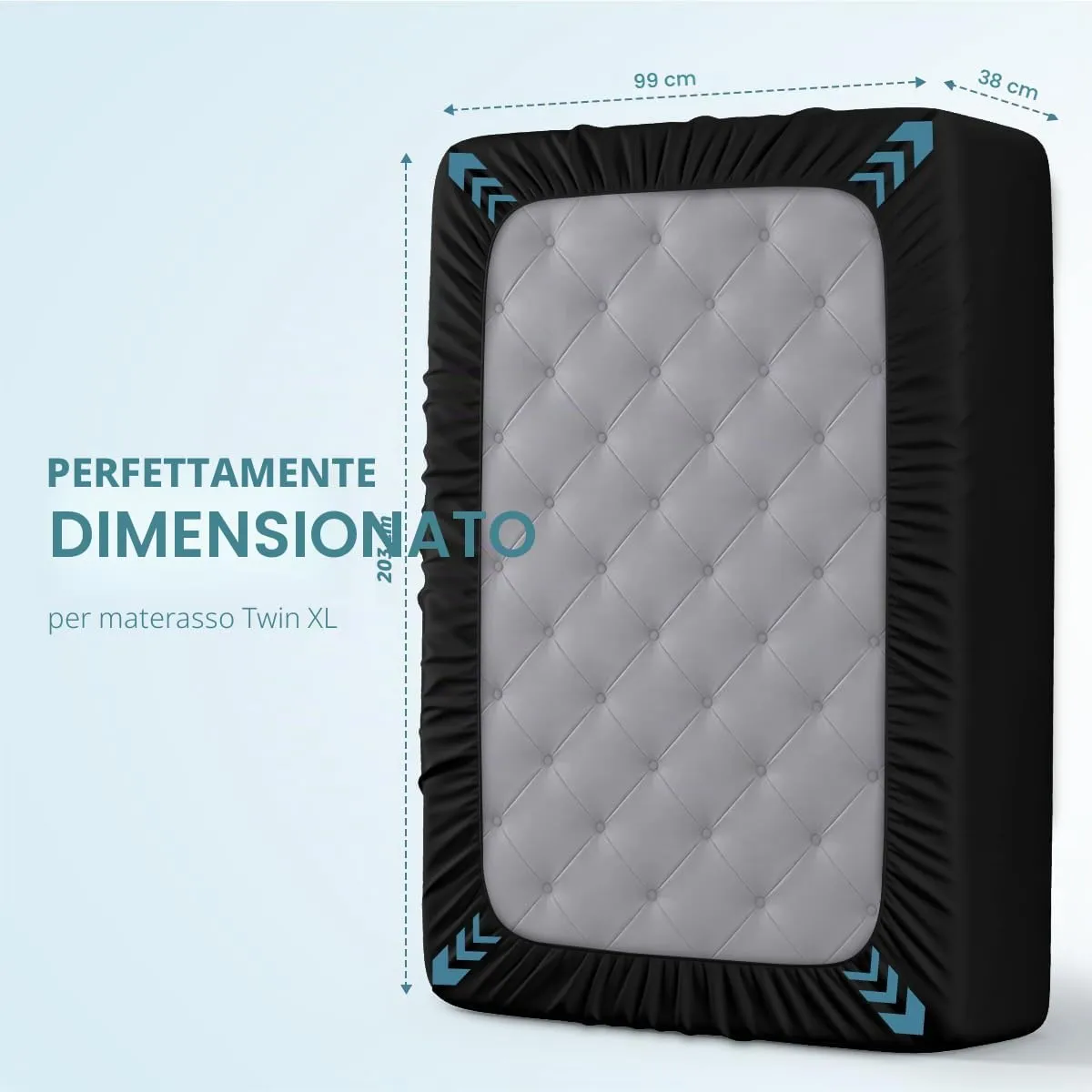 Utopia Bedding Coprimaterasso Impermeabile Matrimoniale XL, 200 g/m², Nero - immagine 4