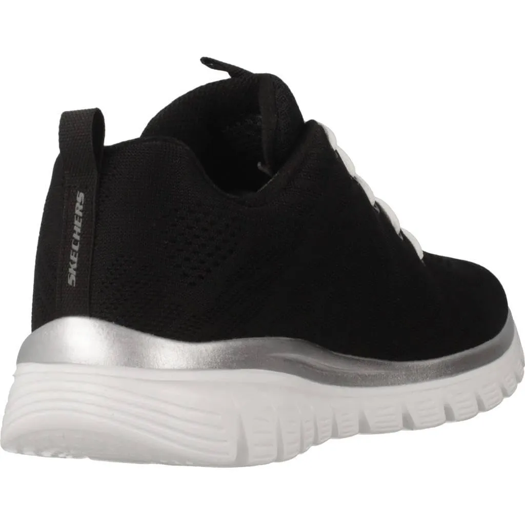 Skechers Get Connected Sneakers da Donna - Nero Tessuto, 38.5 EU - immagine 3
