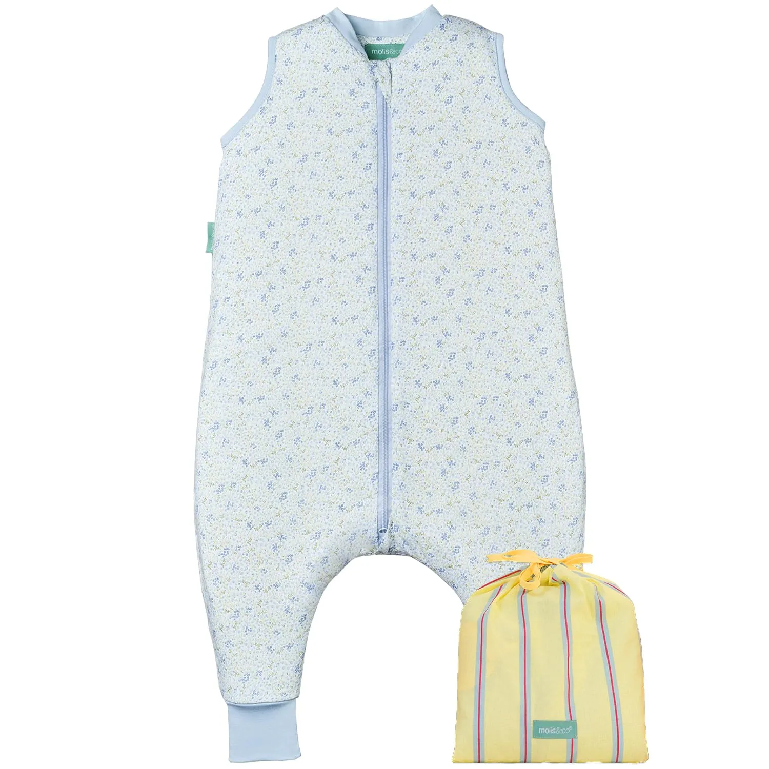 molis&co. Sacco Nanna con Piedini 1 TOG, 100% Cotone Oeko-Tex 100, Blue Lily, 3 anni - immagine 1