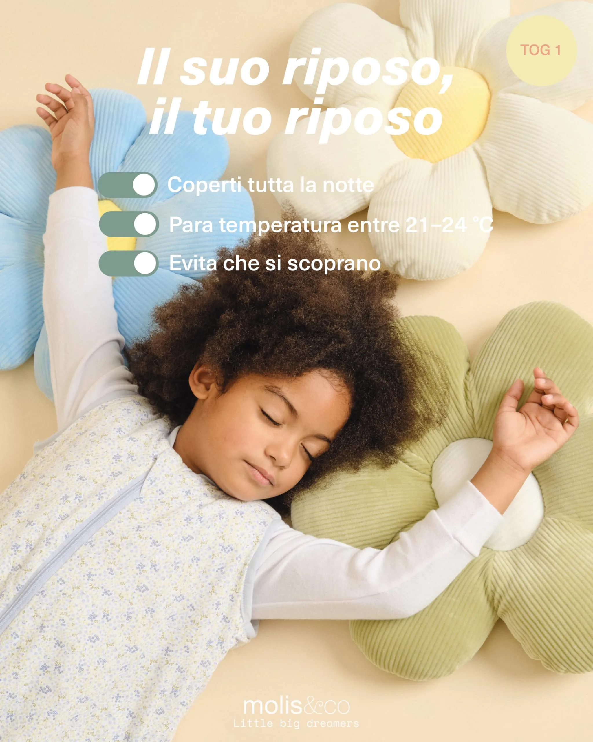 molis & co Sacco Nanna con piedini, 1 TOG, 100% Cotone, Blue Lily, 2 anni - immagine 5