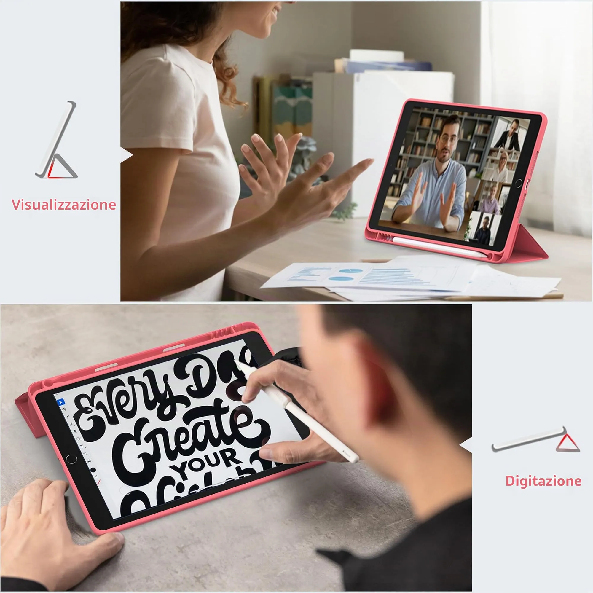 CACOE Cover per iPad 9a / 8a / 7a Generazione 10.2 pollici - Anguria rossa - immagine 6