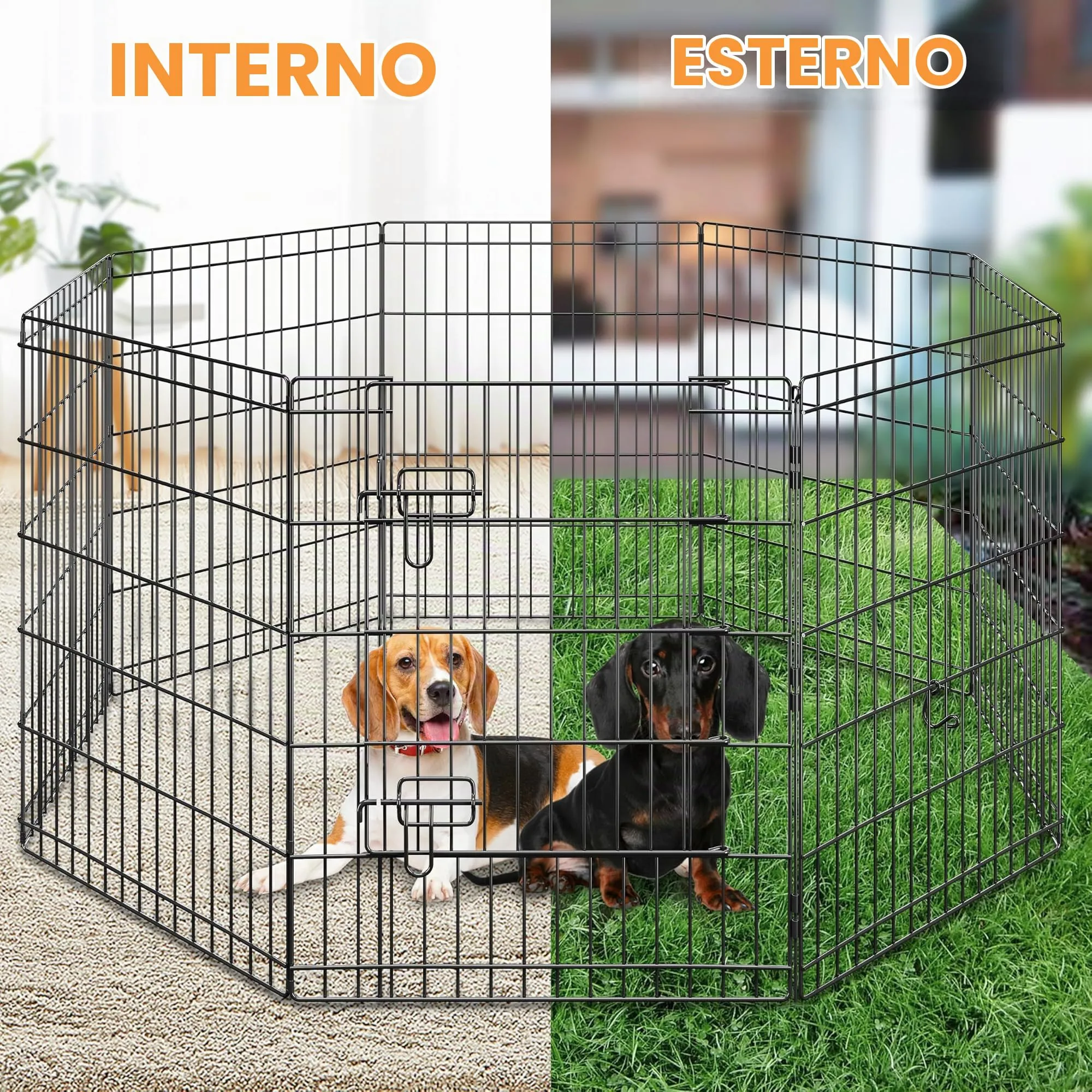Yaheetech Recinto per Cani in Ferro Interno Esterno, 8 Pezzi, 61x76 cm, Nero - immagine 7