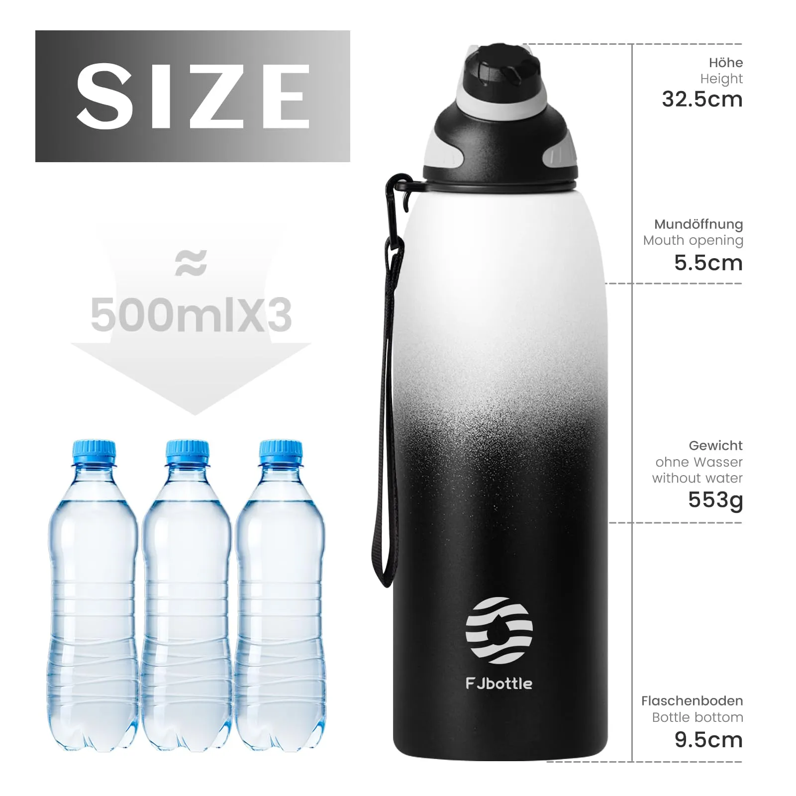 Fjbottle Borraccia Termica 1500ml Acciaio Inox con Tappo Magnetico Outdoor - immagine 4