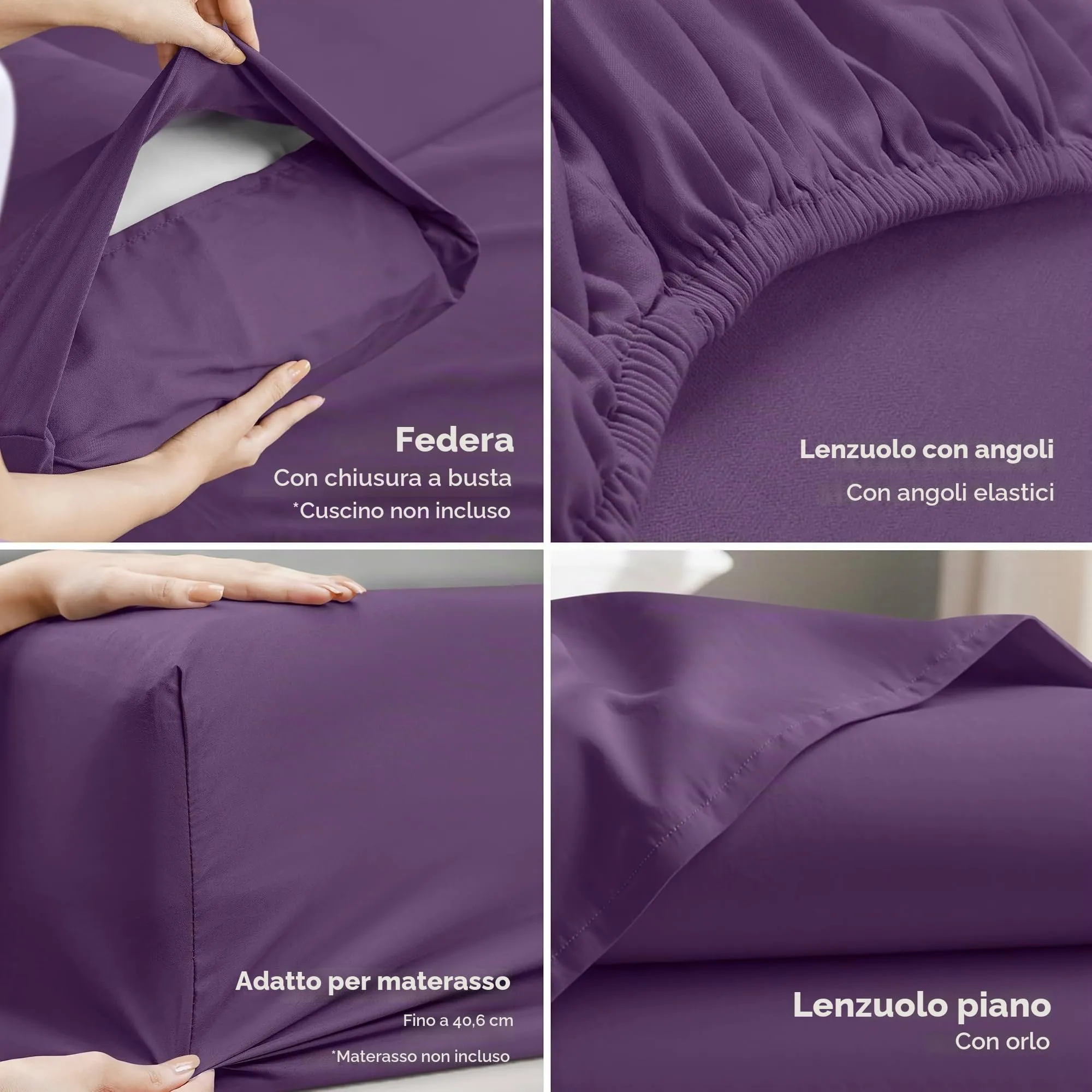 Utopia Bedding Set di lenzuola in microfibra 4 pezzi, King size - immagine 3