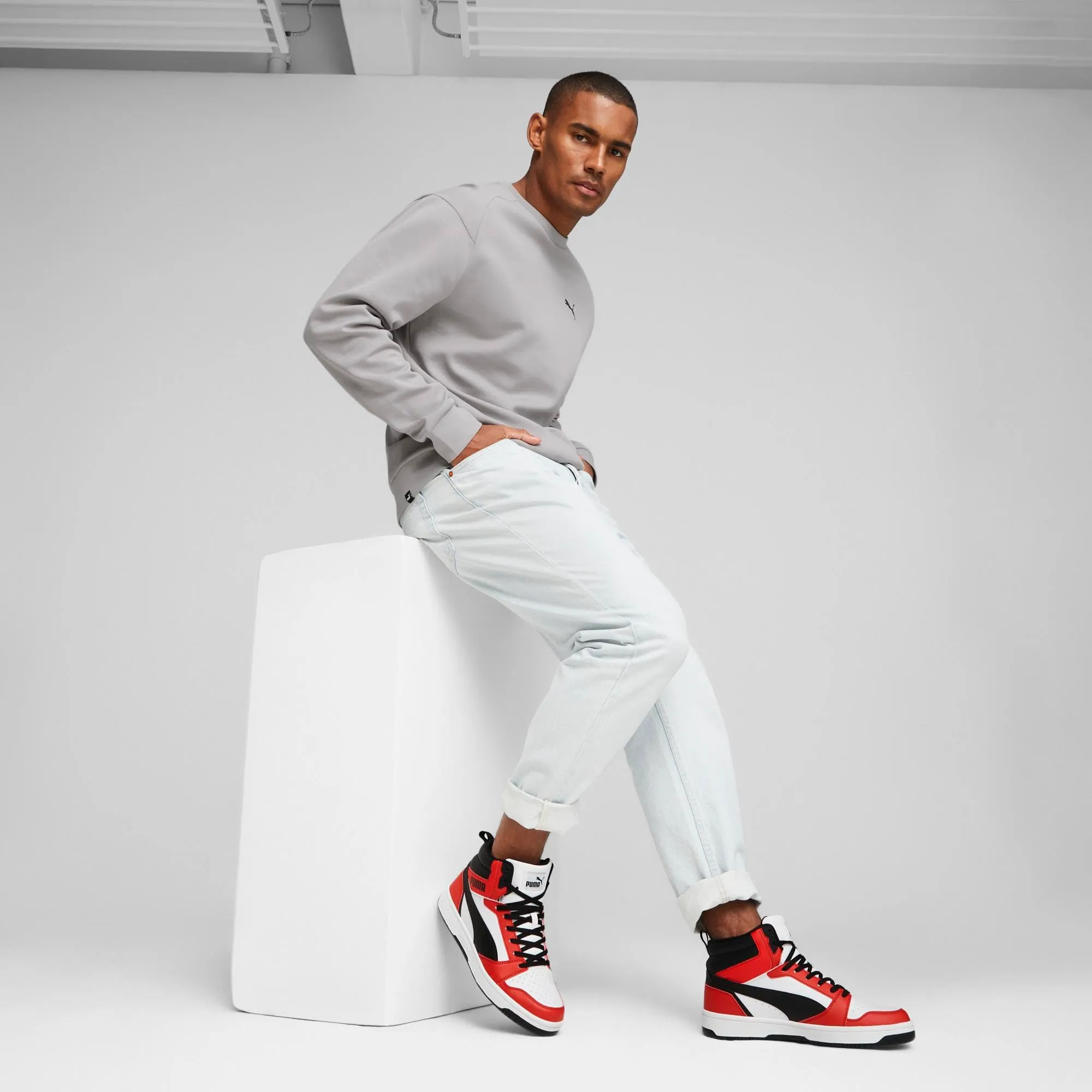 Puma Rebound V6 Sneakers, White/Black/Red, 48 EU - immagine 3