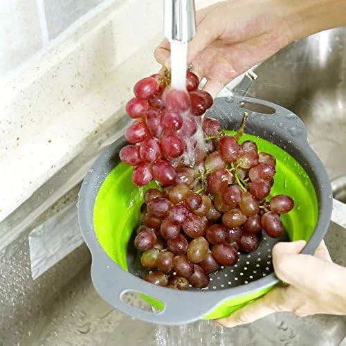 SKERITO Scolapasta Pieghevole in Silicone, Set da 3 Pezzi (4 Quart & 2 Quart) - immagine 5
