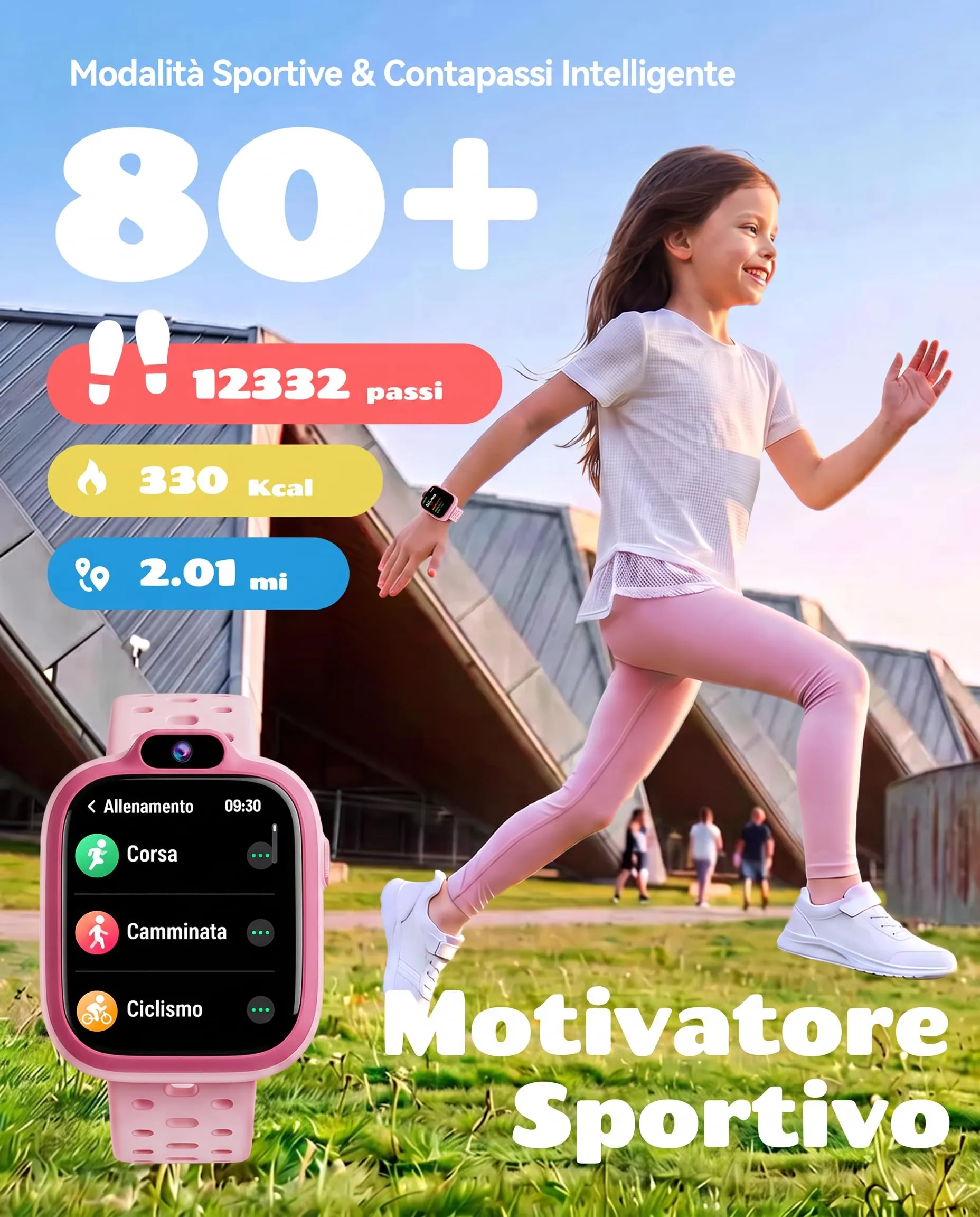 BIGGERFIVE Smartwatch for Kids 3-14, 1.8" Fitness Tracker - immagine 3