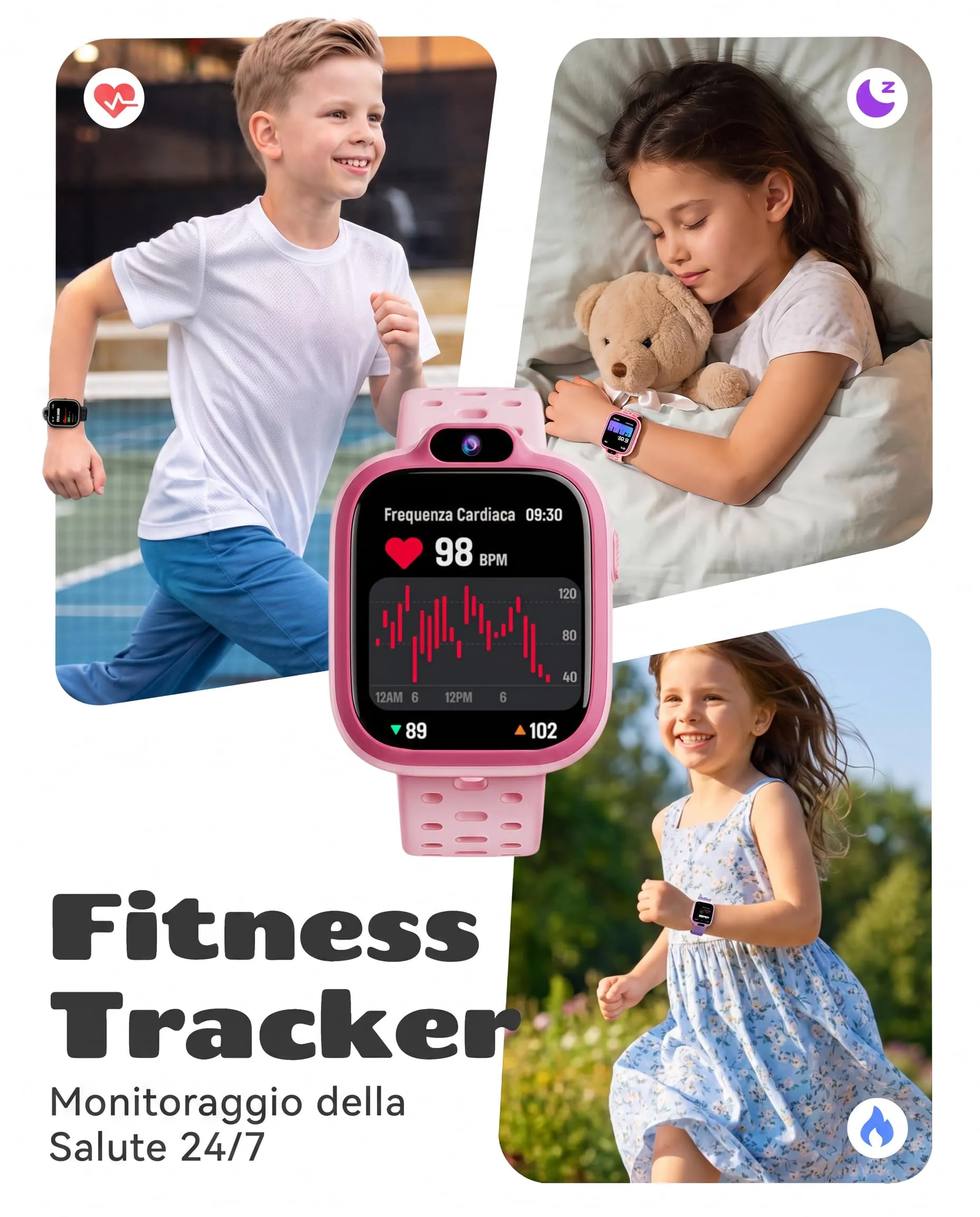 BIGGERFIVE Smartwatch for Kids 3-14, 1.8" Fitness Tracker - immagine 4