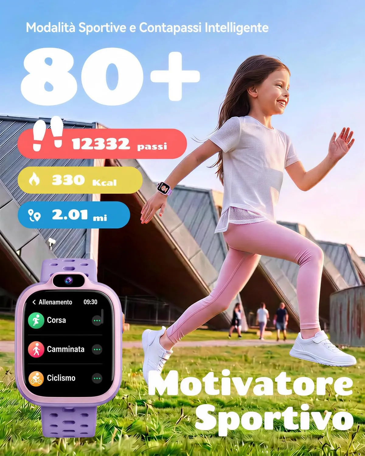 BIGGERFIVE Smartwatch for Kids (3-14 years), 1.8" Fitness Tracker - immagine 3