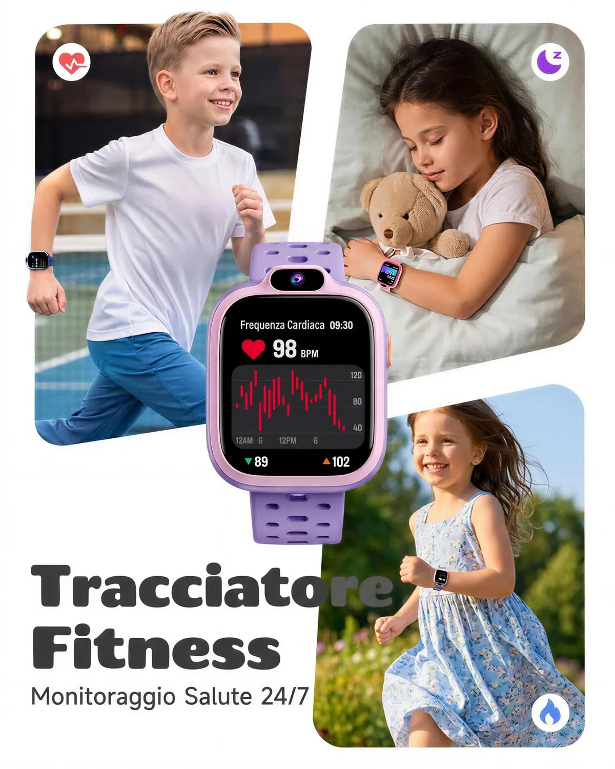 BIGGERFIVE Smartwatch for Kids (3-14 years), 1.8" Fitness Tracker - immagine 4