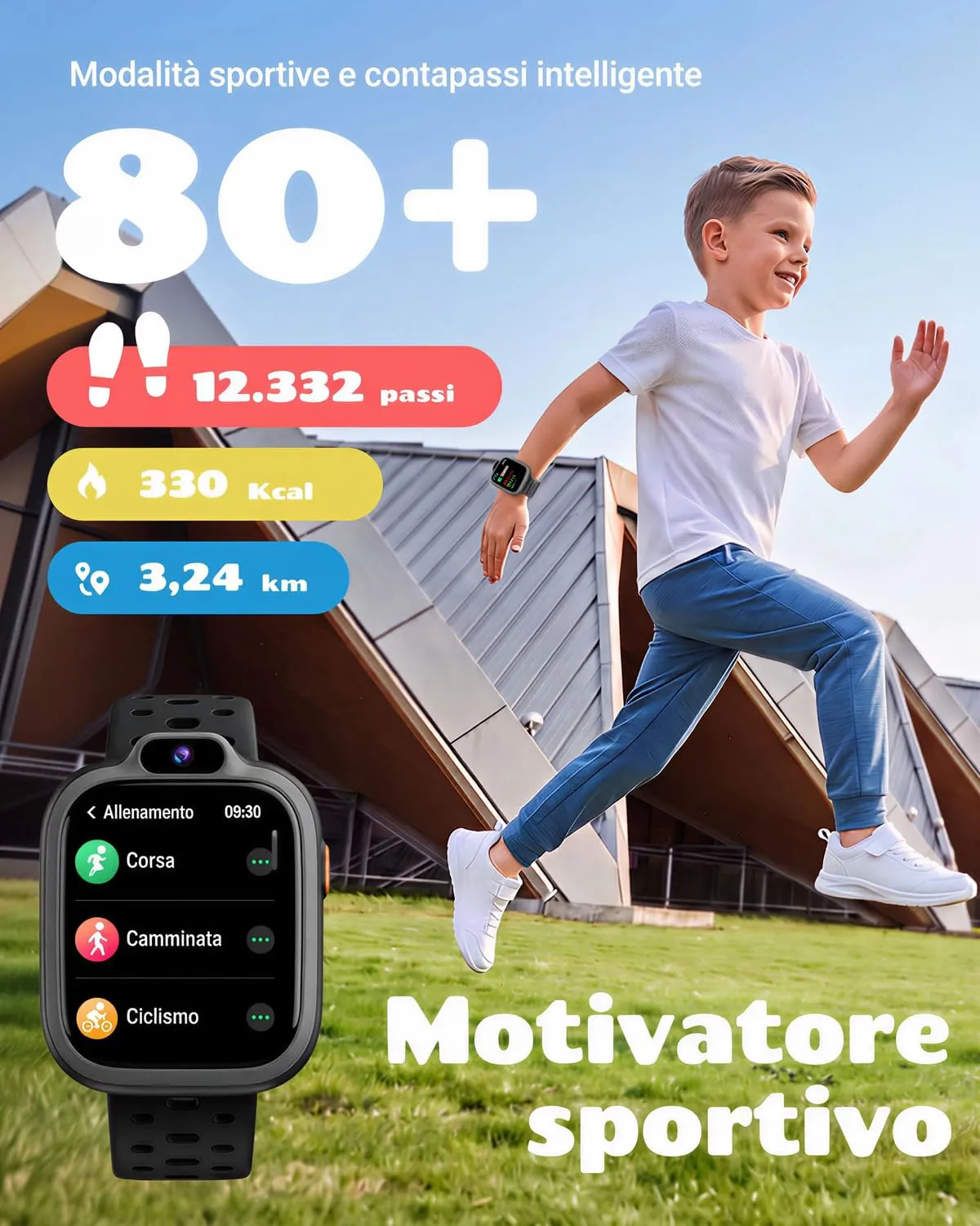 BIGGERFIVE Smartwatch for Kids 3-14, 1.8" Fitness Tracker - immagine 3