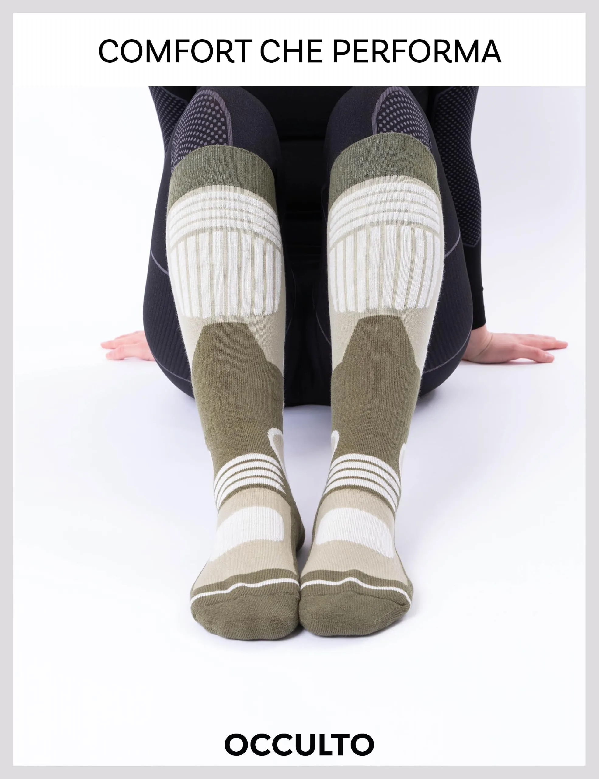 Occulto Calze Sci Termiche per Donna, 2 Paia (Marrone, Verde), 35-38 - immagine 3