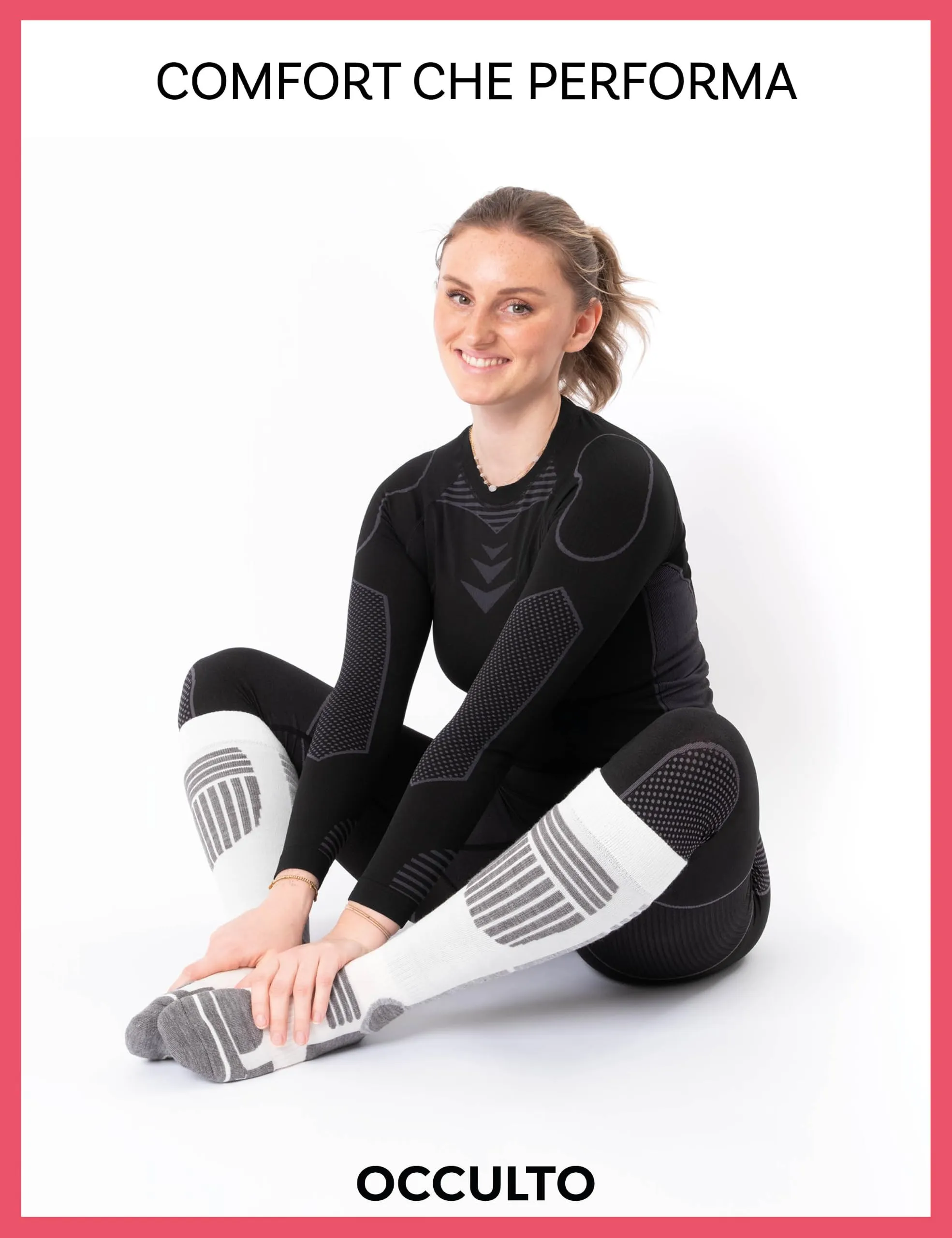 Occulto Calze Sci Termiche da Donna, 2 Paia (Bianco, Rosa Giallo), 39-42 - immagine 3