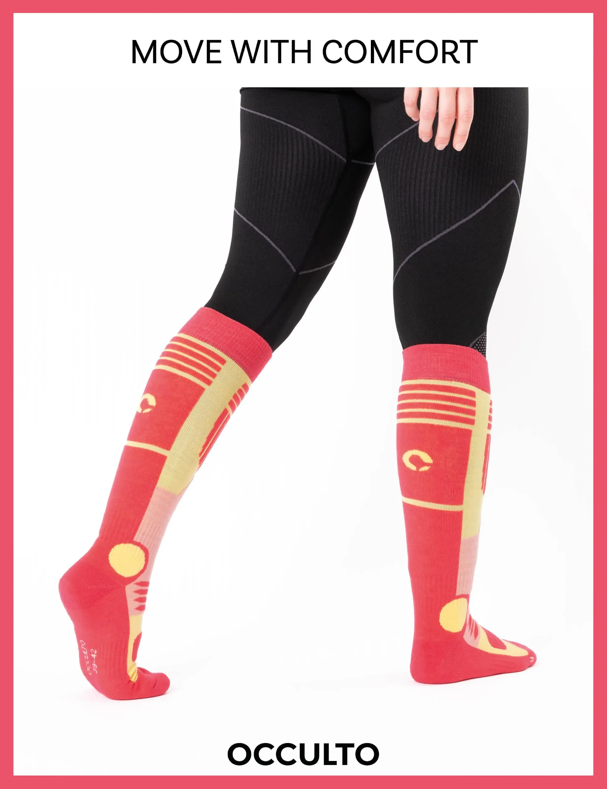 Occulto Calze Sci Termiche da Donna, 2 Paia (Bianco, Rosa Giallo), 39-42 - immagine 6