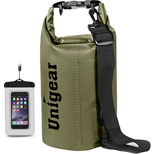 Unigear Borsa Impermeabile 40L Verde Militare con Custodia per Telefono - immagine 1