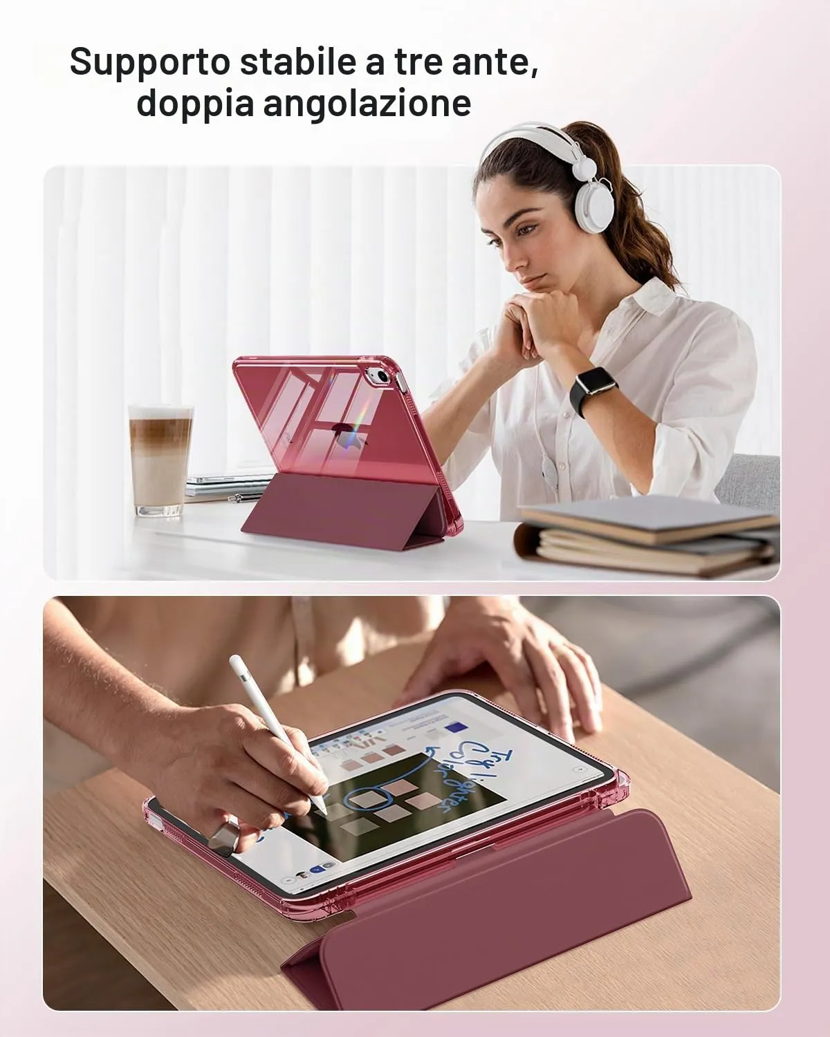 MoKo Cover for iPad 11th Gen 11" and 10th Gen 10.9", Vino Rosso - immagine 5