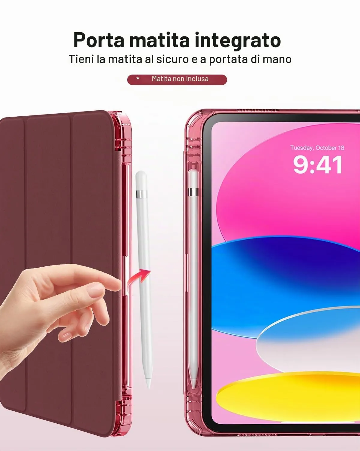 MoKo Cover for iPad 11th Gen 11" and 10th Gen 10.9", Vino Rosso - immagine 8