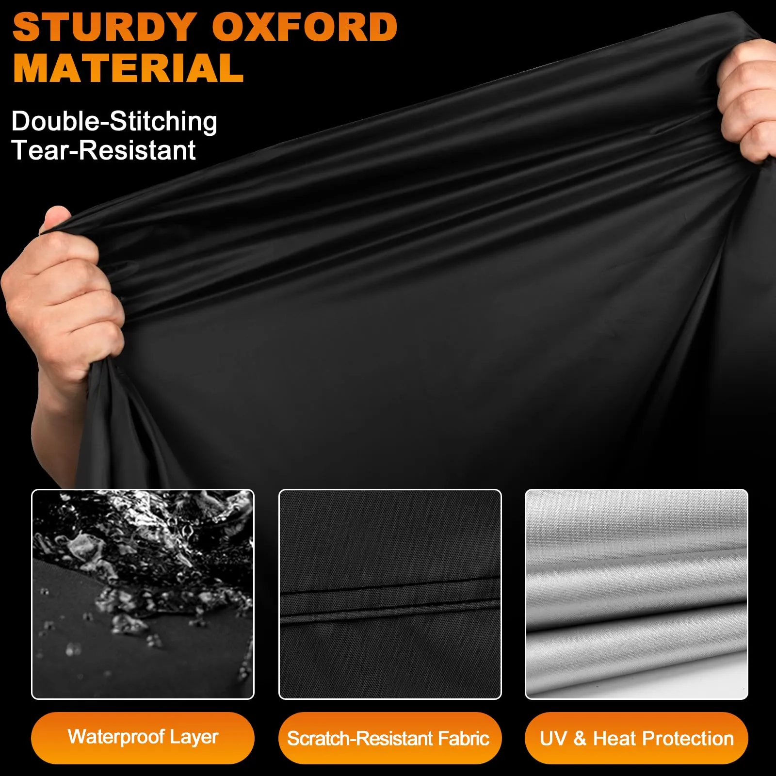 Favoto Telo Coprimoto Impermeabile Antipolvere XL, 220x105x125cm, Nero+Argento - immagine 2