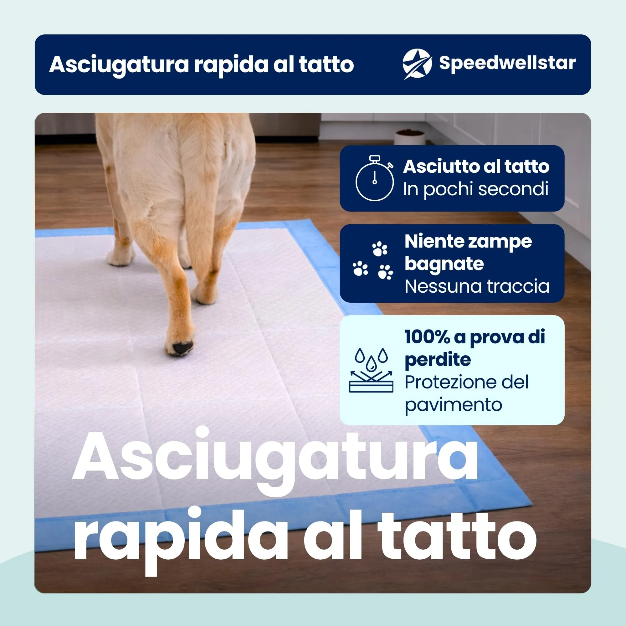 Speedwellstar Tappetini Igienici Assorbenti per Cani e Cuccioli, 150 x 80 cm, 2300 ml, Confezione da 120 - immagine 6