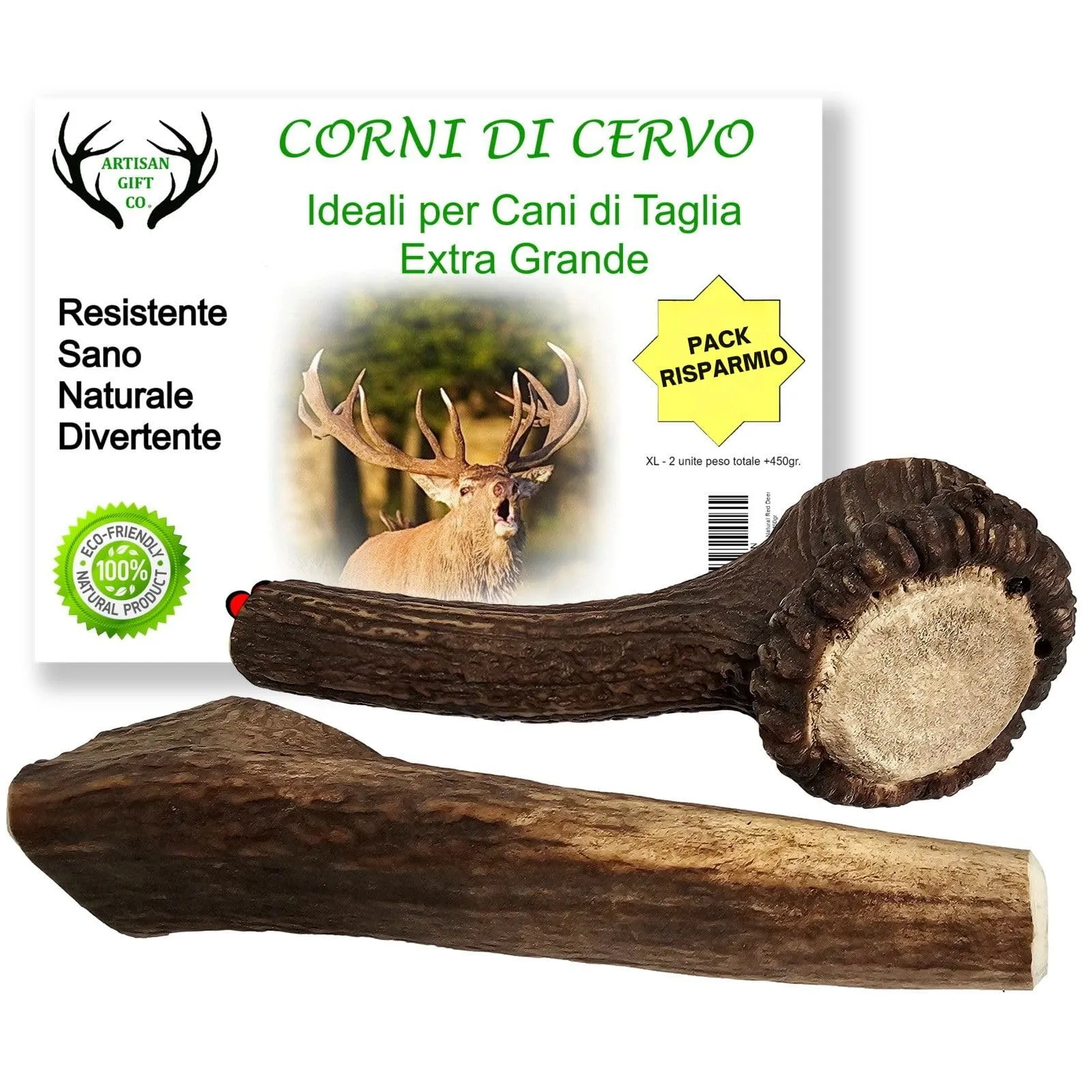 Artisan Gift Co Corno di Cervo per Cani, Taglia XL, 2 unità - immagine 1