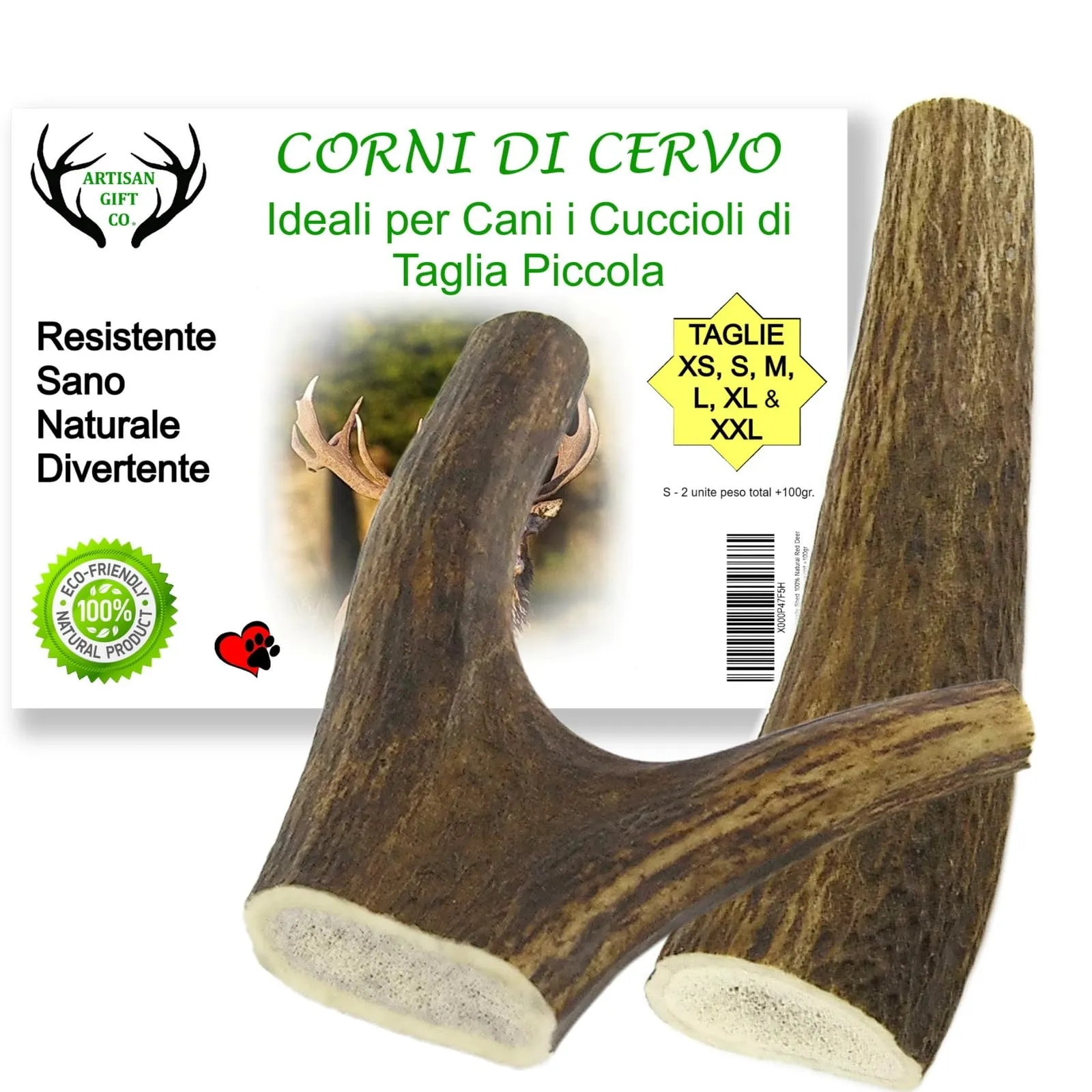 Artisan Gift Co Corno di Cervo per Cani, S, 2 unità - immagine 5