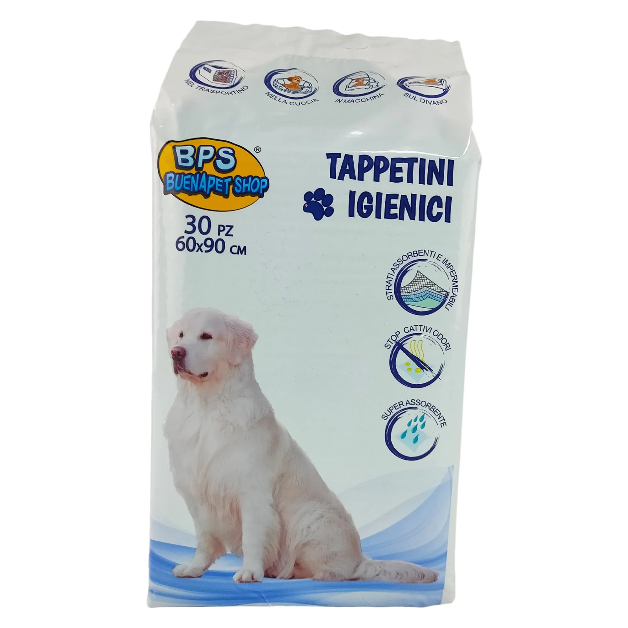 BPS Buena Pet Shop Tappetini Igienici per Cani 60x90, 120 Pezzi (4 sacchi da 30 pezzi) - immagine 2