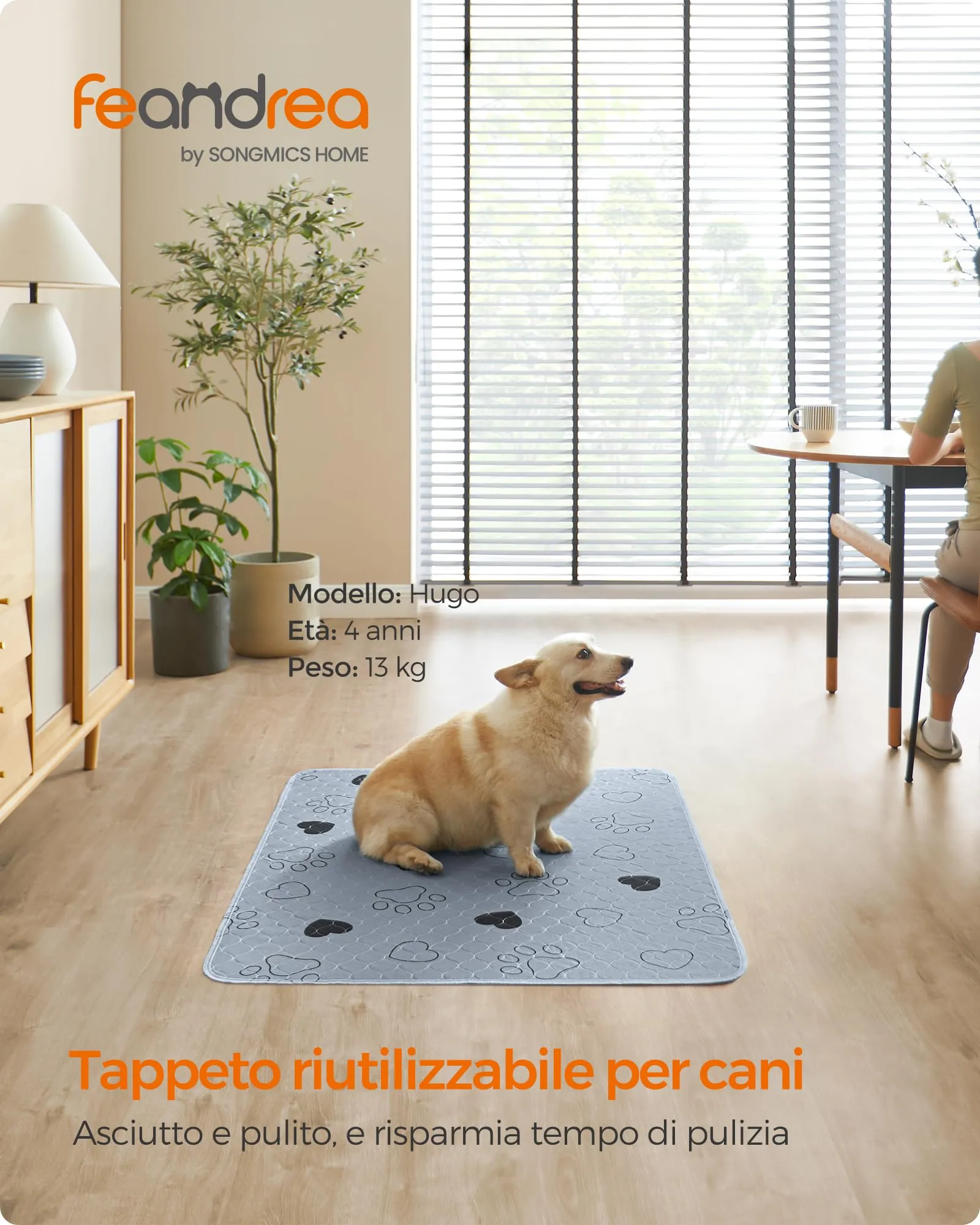 Feandrea Tappetini Lavabili per Cani, 2 Pezzi, 122 x 91 cm, Antiscivolo - immagine 2