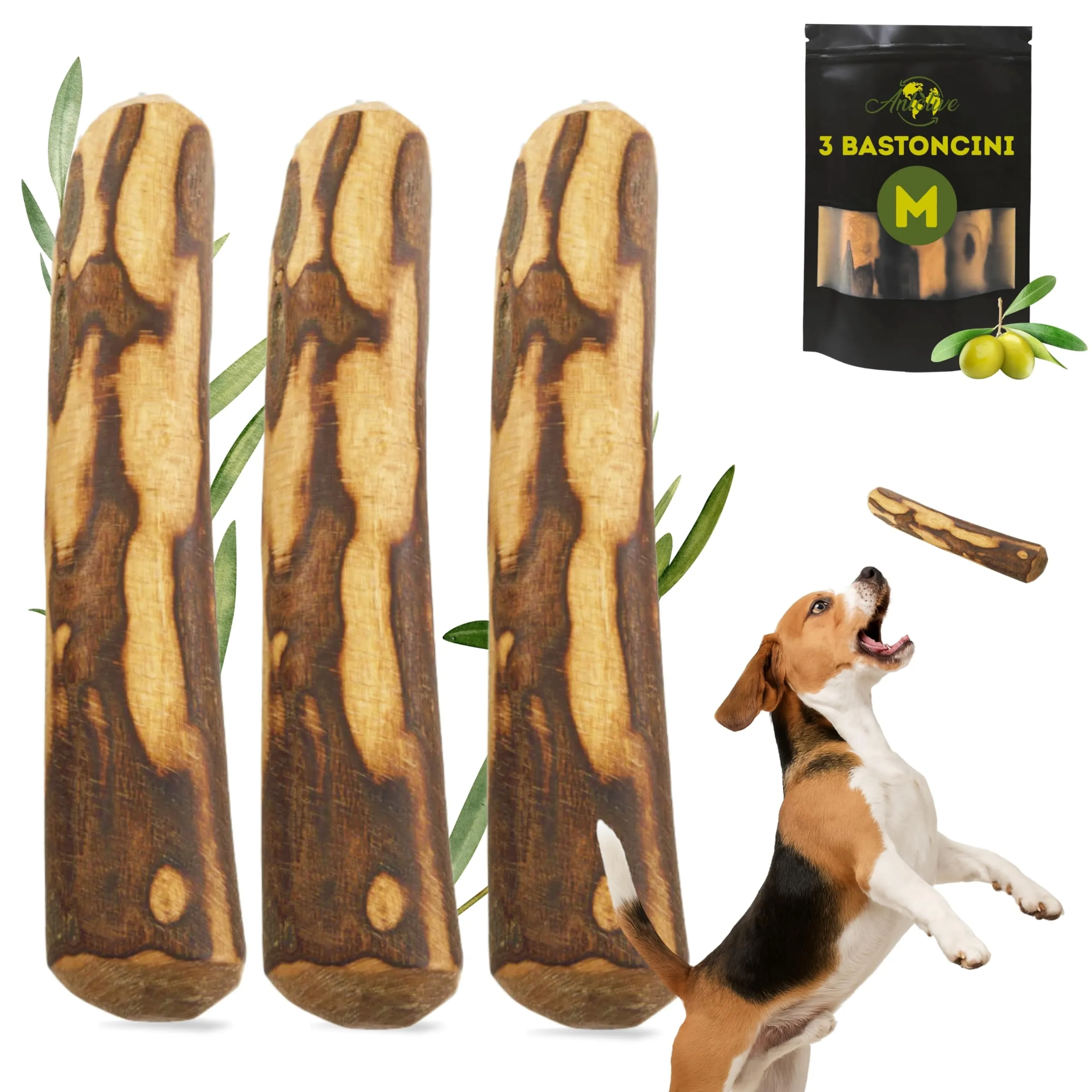 Anlolive Bastoncini di legno di ulivo 17 cm per cani medi e grandi - immagine 1
