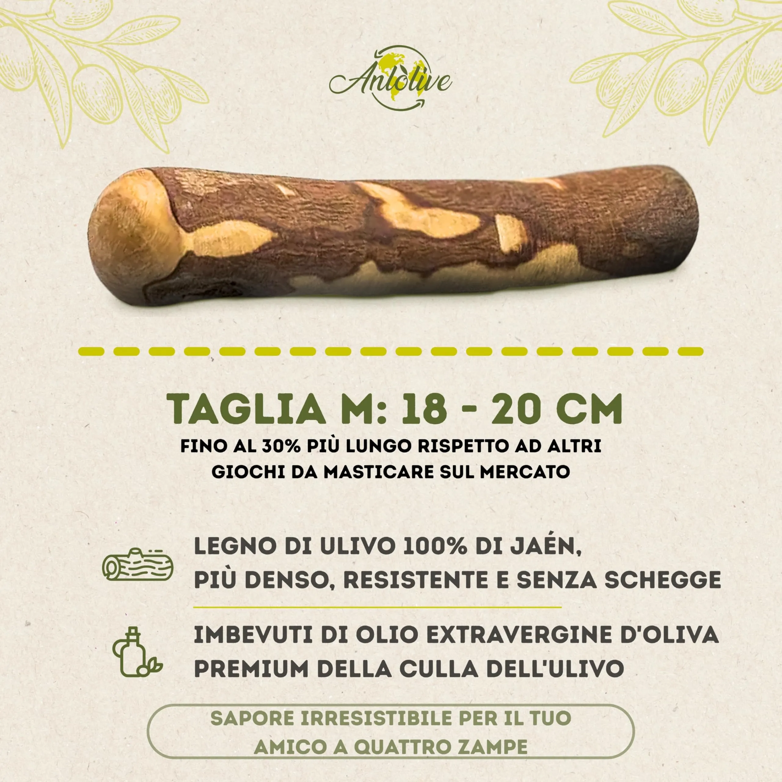 Anlolive Bastoncini di legno di ulivo 17 cm per cani medi e grandi - immagine 5