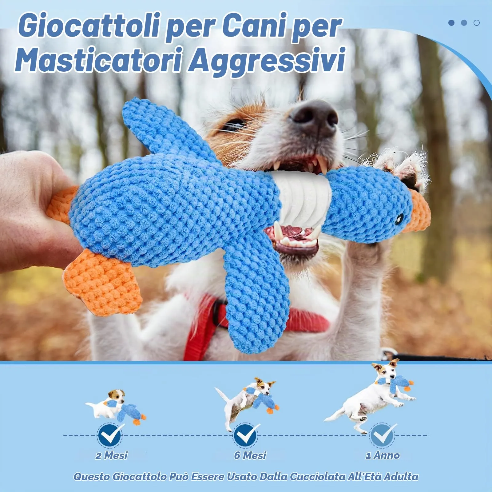 Vitscan Giocattolo di Peluche Interattivo a Forma di Anatra per Cuccioli e Cani di Piccola e Media Taglia - immagine 3