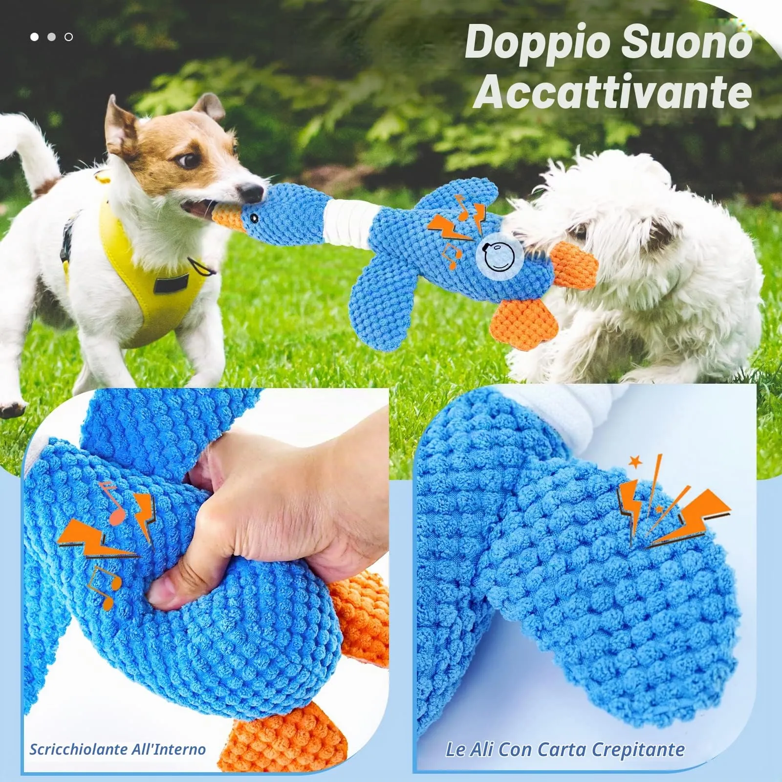 Vitscan Giocattolo di Peluche Interattivo a Forma di Anatra per Cuccioli e Cani di Piccola e Media Taglia - immagine 5