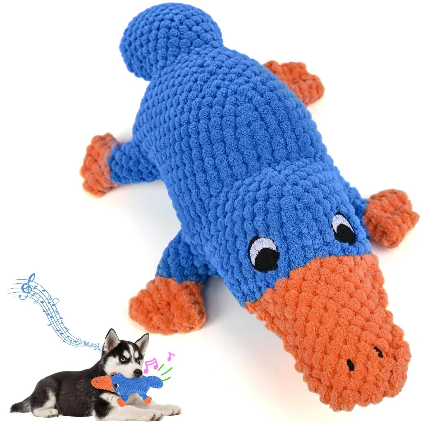 Vitscan Giocattoli in Peluche per Cani con Squeaker a forma di Ornitorinco, Resistenti per Masticatori Aggressivi di tutte le taglie - immagine 1