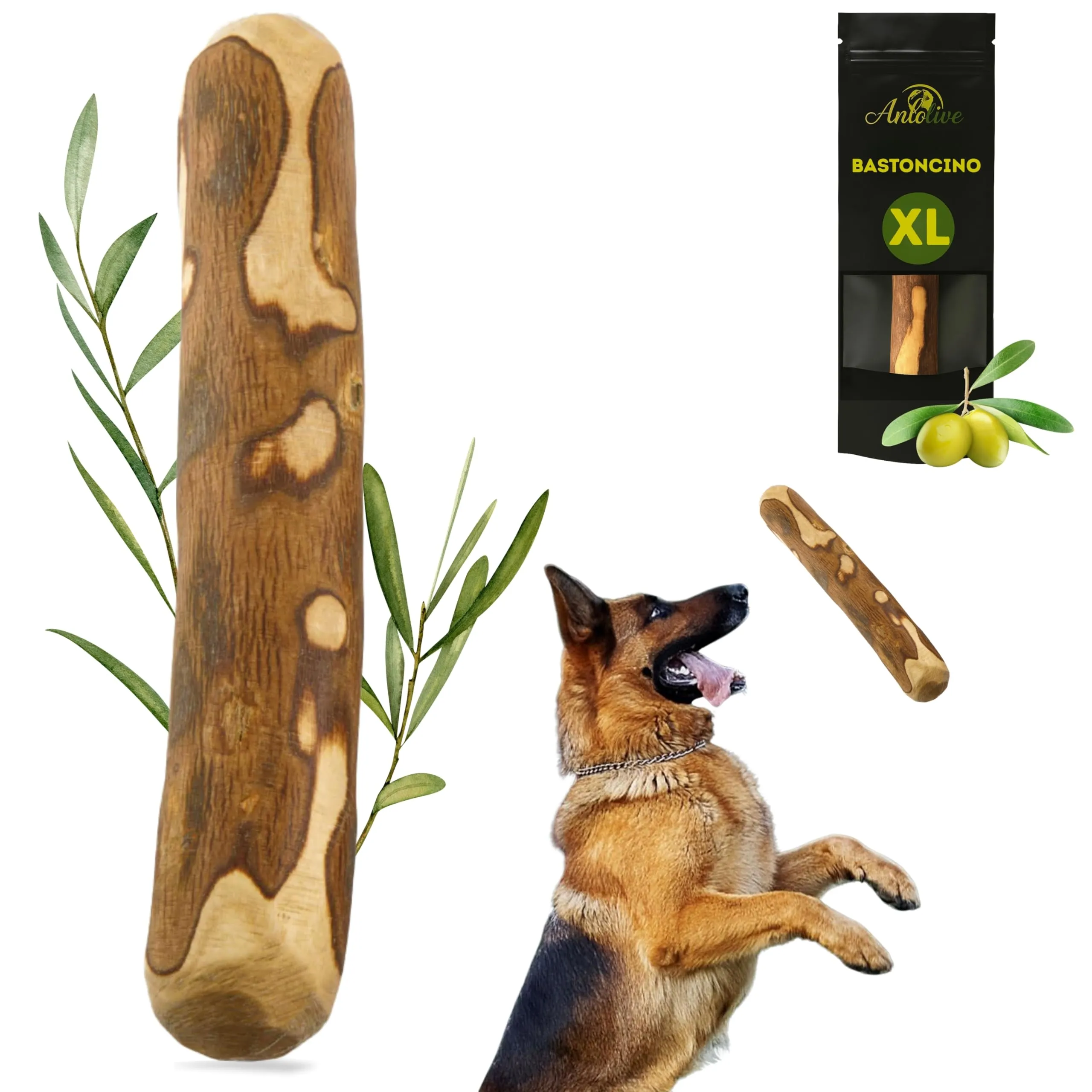 Anlolive Gioco da Masticare Naturale in Legno d'Ulivo per Cani di Taglia Grande, Taglia XL 27-30 cm - immagine 1
