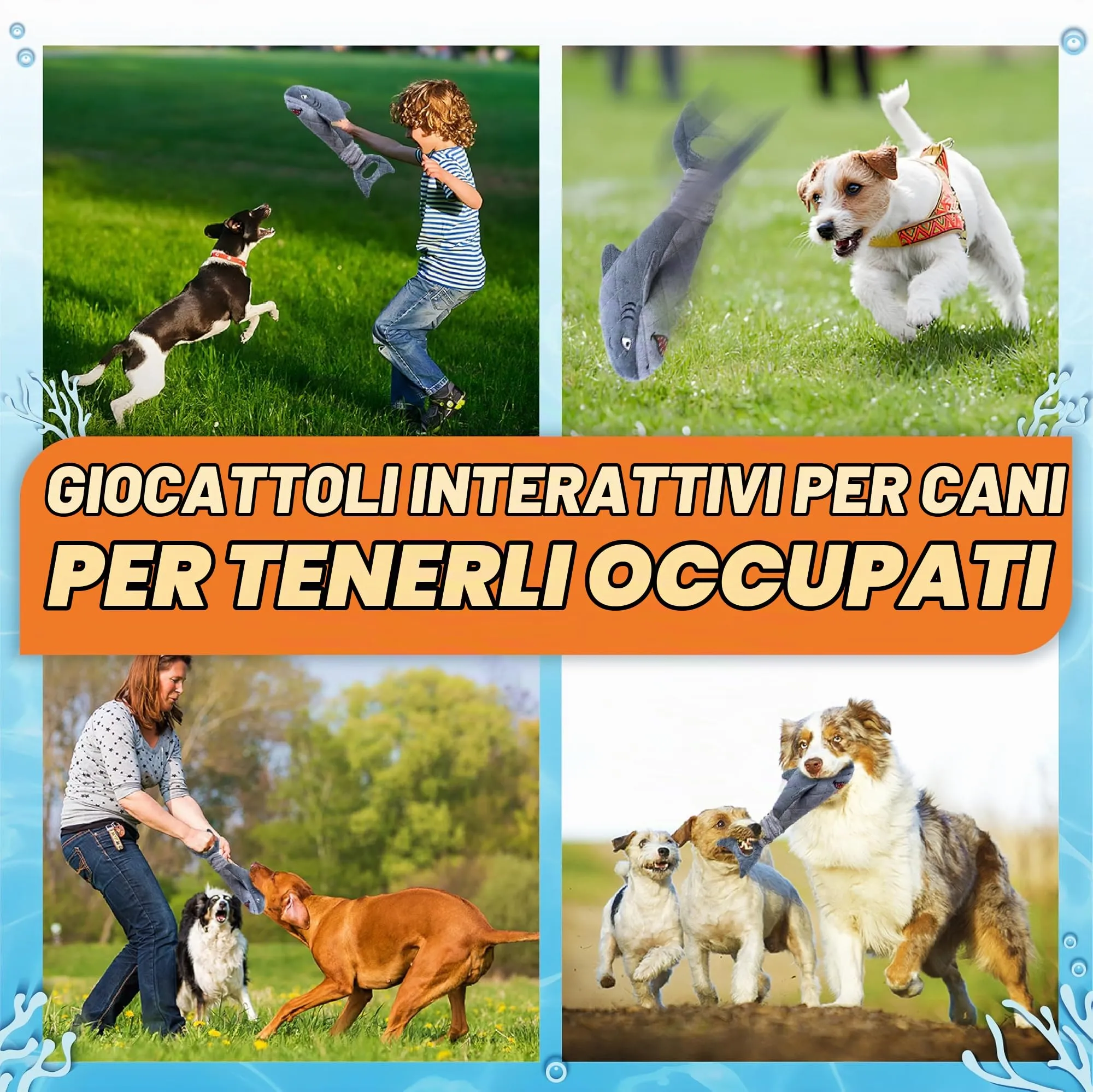 Vitscan Giocattoli per Cani a Forma di Squalo, Peluche Resistente con Suoni Cigolanti e Sfrigolati, Interattivo per Masticatori Aggressivi, Grigio - immagine 5