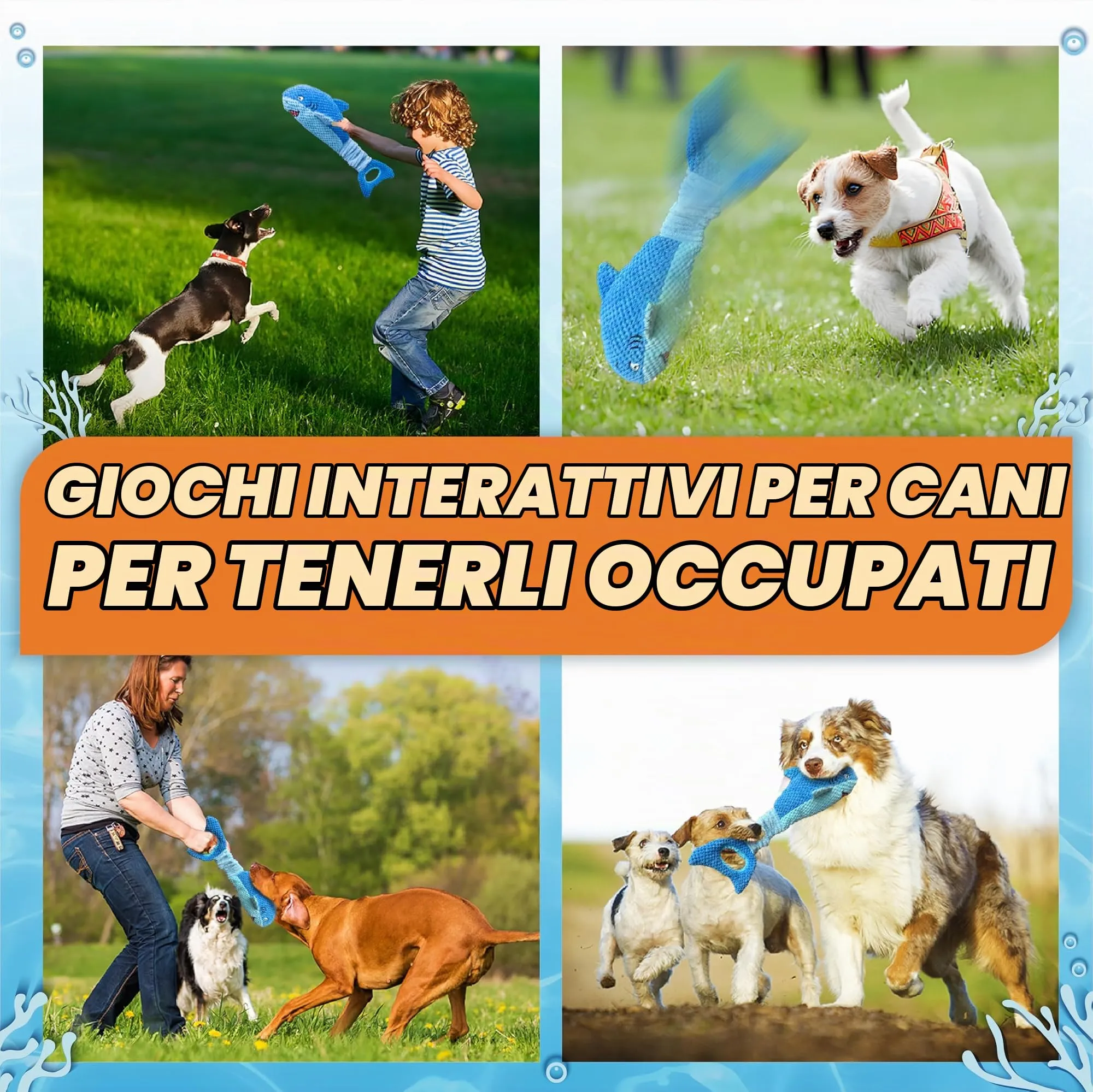 Vitscan Giocattolo per Cani a Forma di Squalo in Peluche, Giocattolo Interattivo con Suoni e Coda Retrattile per Masticatori Aggressivi, Taglia Large - immagine 5