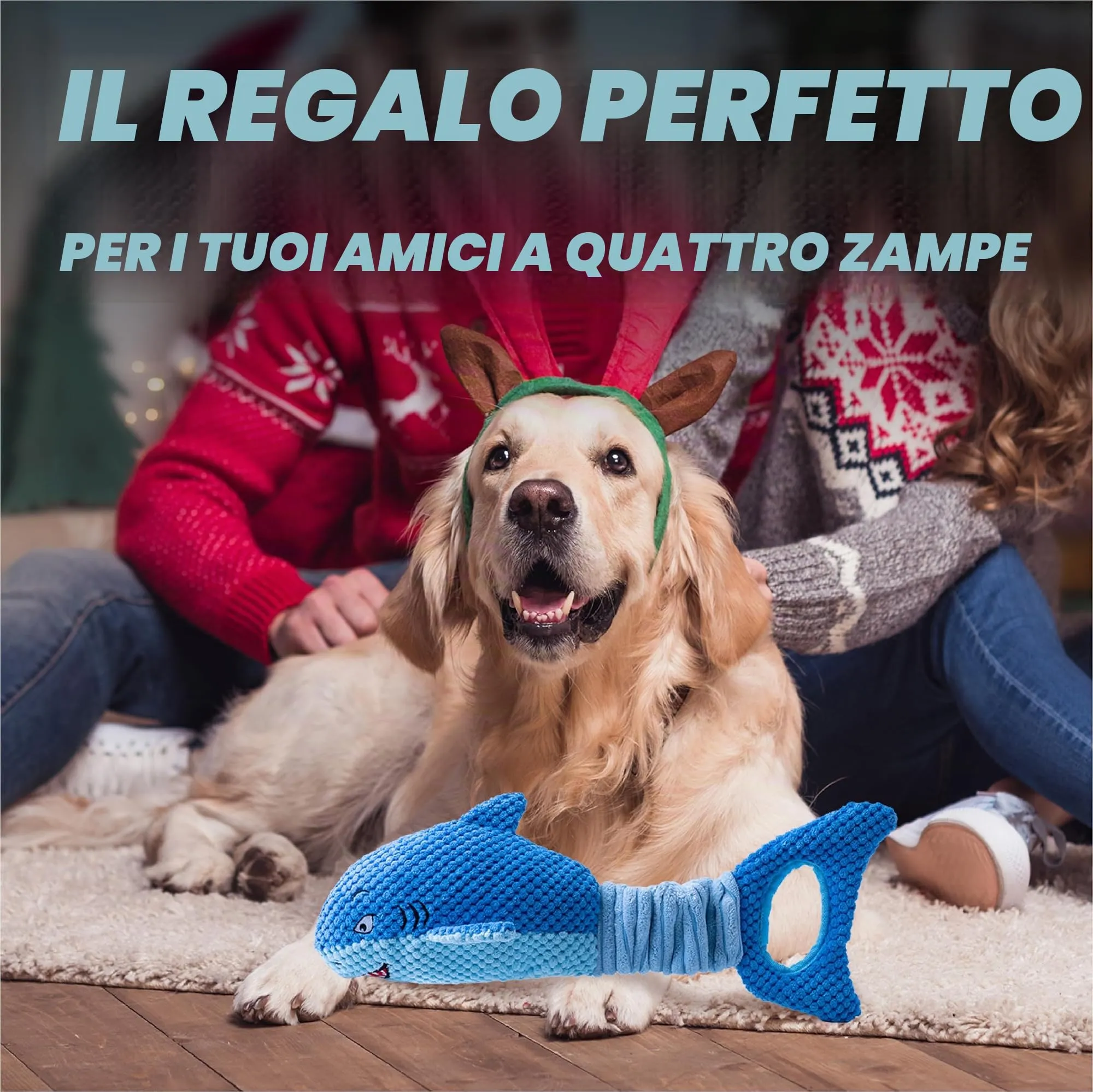 Vitscan Giocattolo per Cani a Forma di Squalo in Peluche, Giocattolo Interattivo con Suoni e Coda Retrattile per Masticatori Aggressivi, Taglia Large - immagine 6