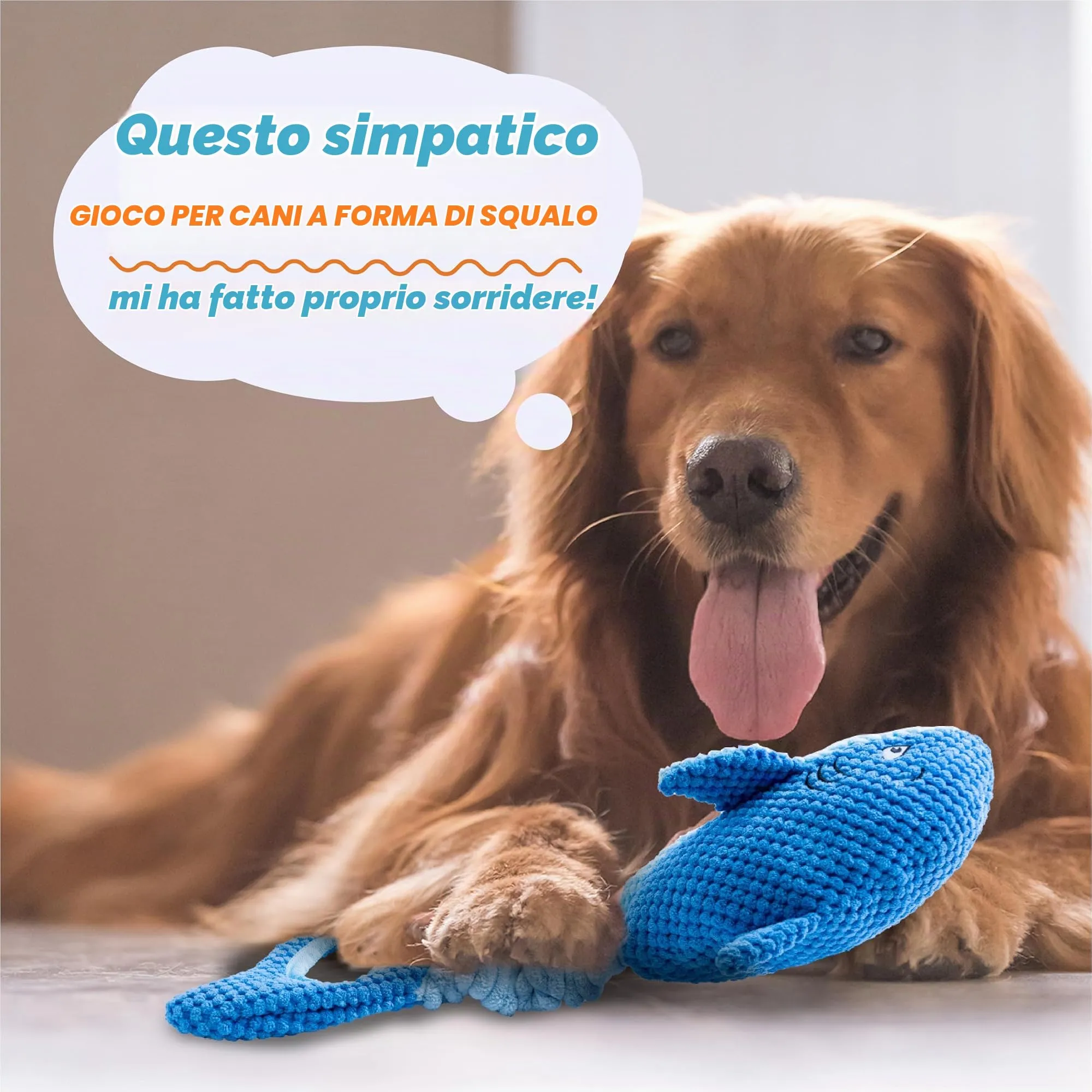 Vitscan Giocattolo per Cani a Forma di Squalo in Peluche, Giocattolo Interattivo con Suoni e Coda Retrattile per Masticatori Aggressivi, Taglia Large - immagine 7