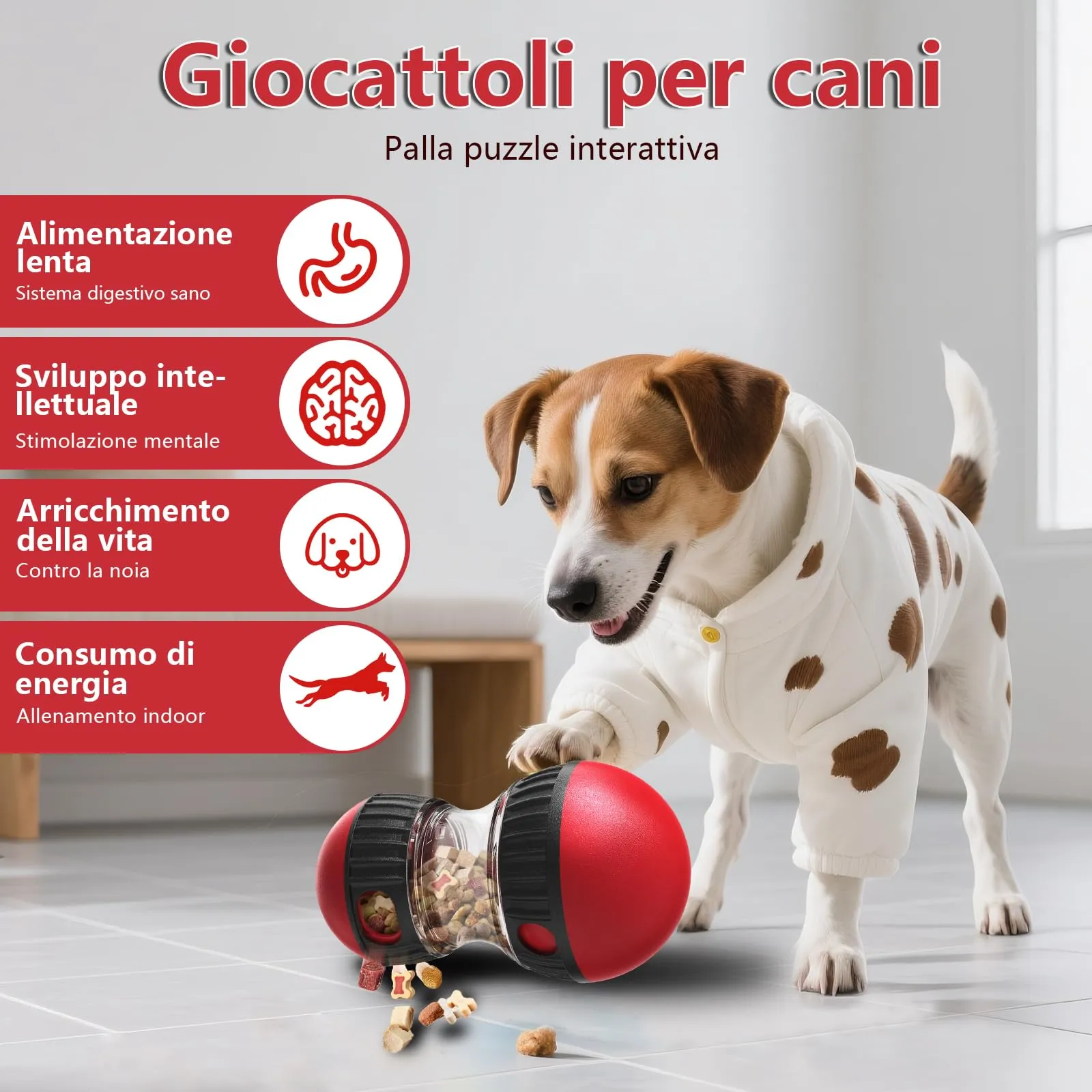 Dufuso Gioco di Intelligenza e Mangiatoia Lenta per Cani, Rouge - immagine 2